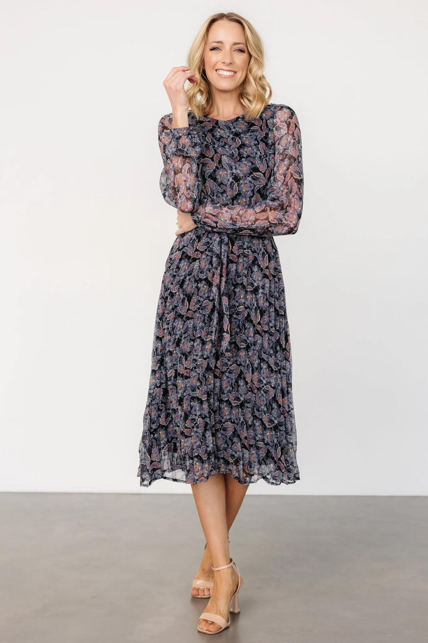 Laurie Midi Dress | Black Print