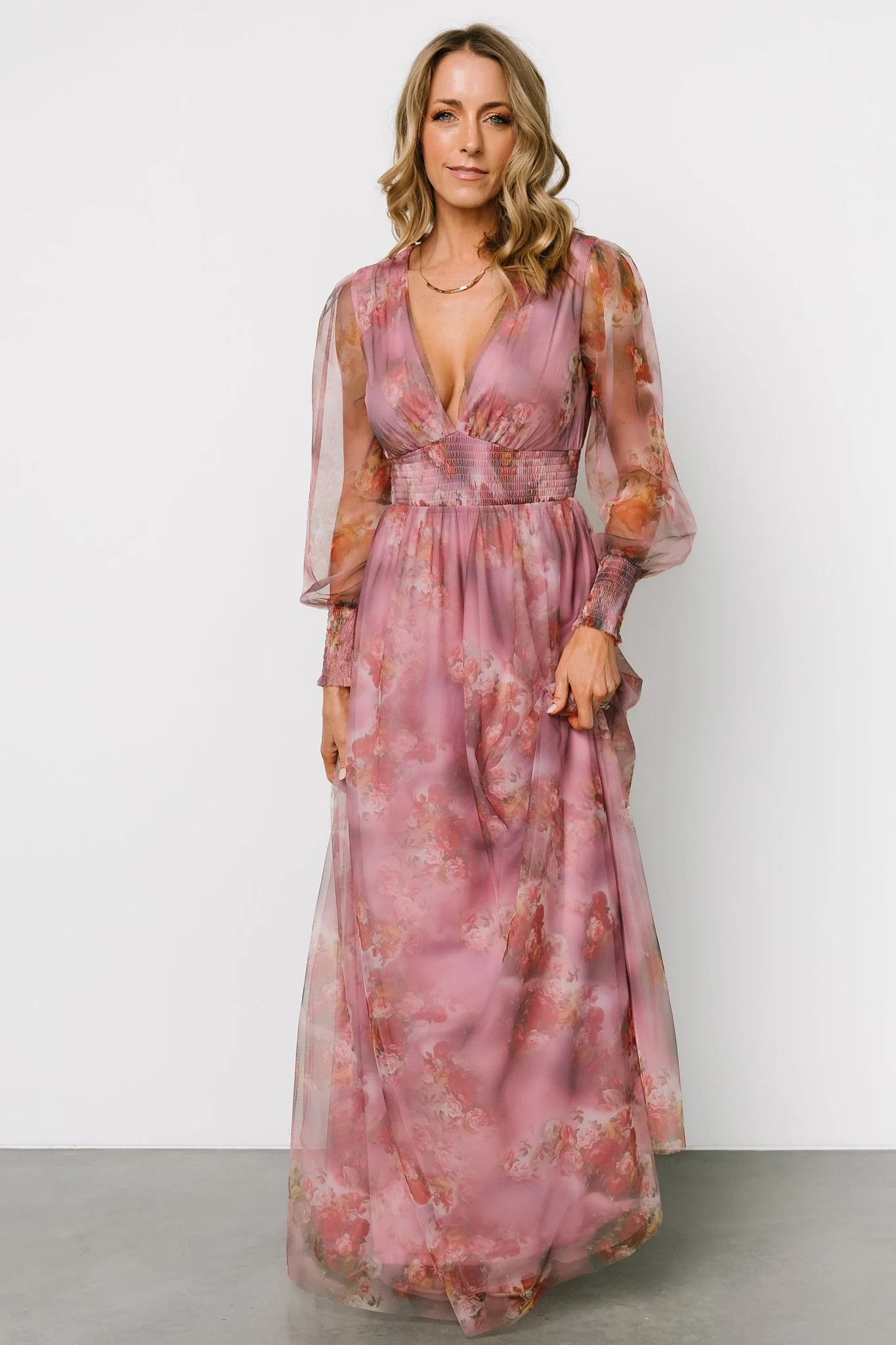 Layla Tulle Maxi Dress | Dusty Orchid Floral