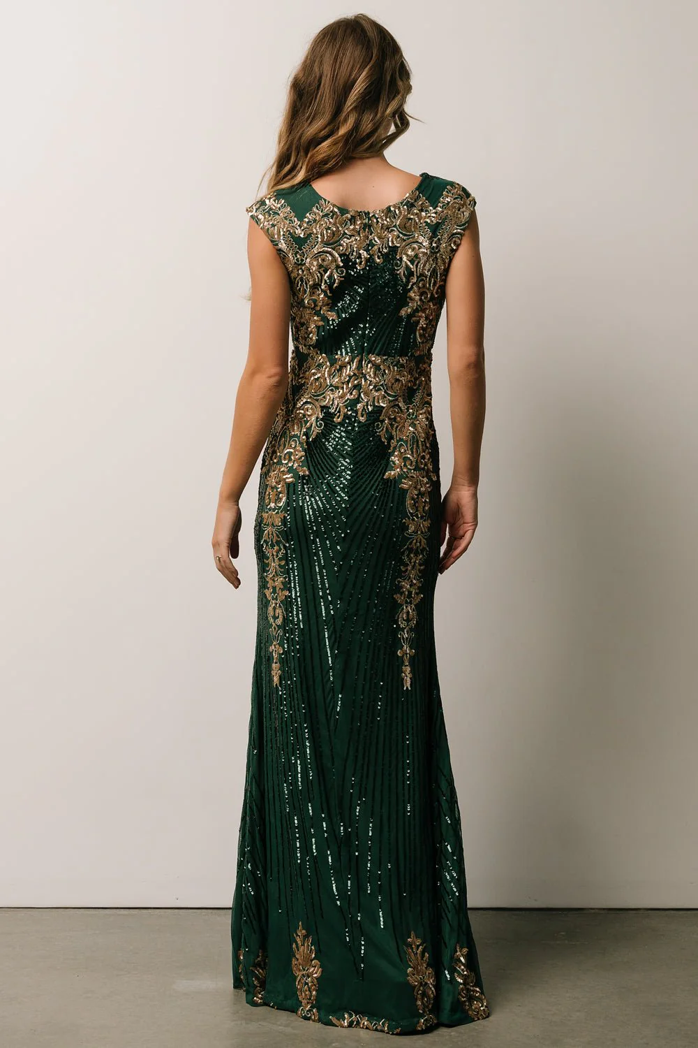 Azura Sequin Gown | Green + Gold