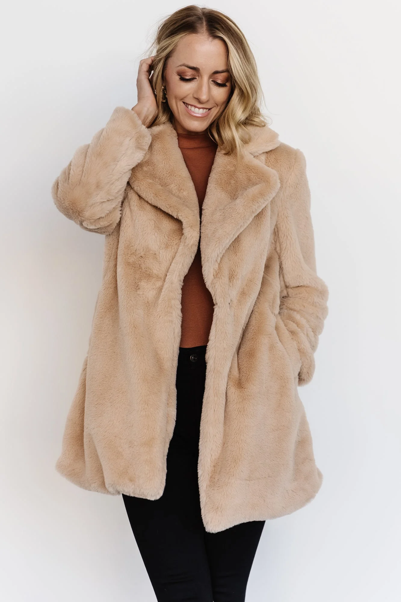 Narla Faux Fur Coat | Oatmeal