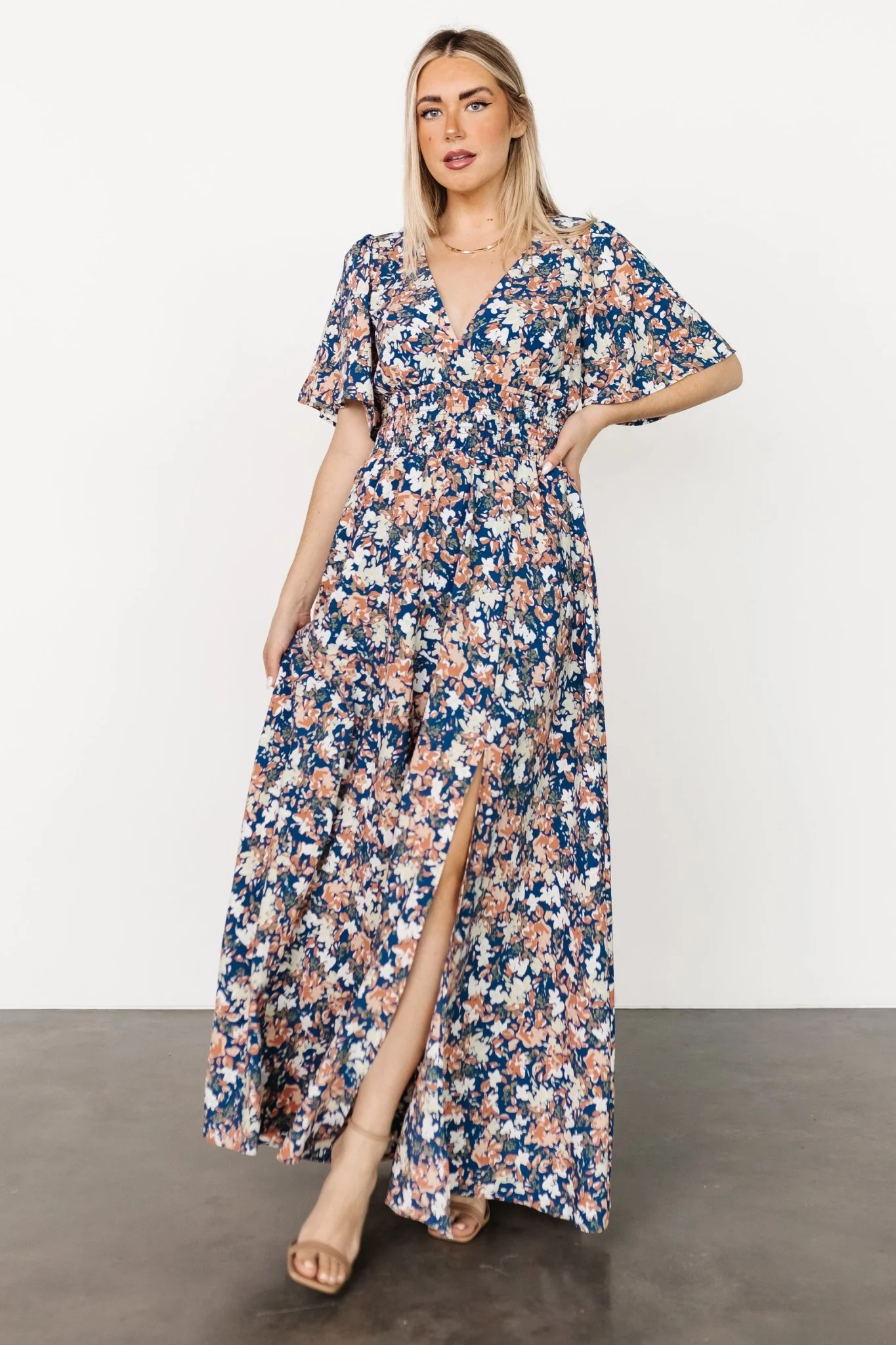 Verona Smocked Maxi Dress | Blue Floral