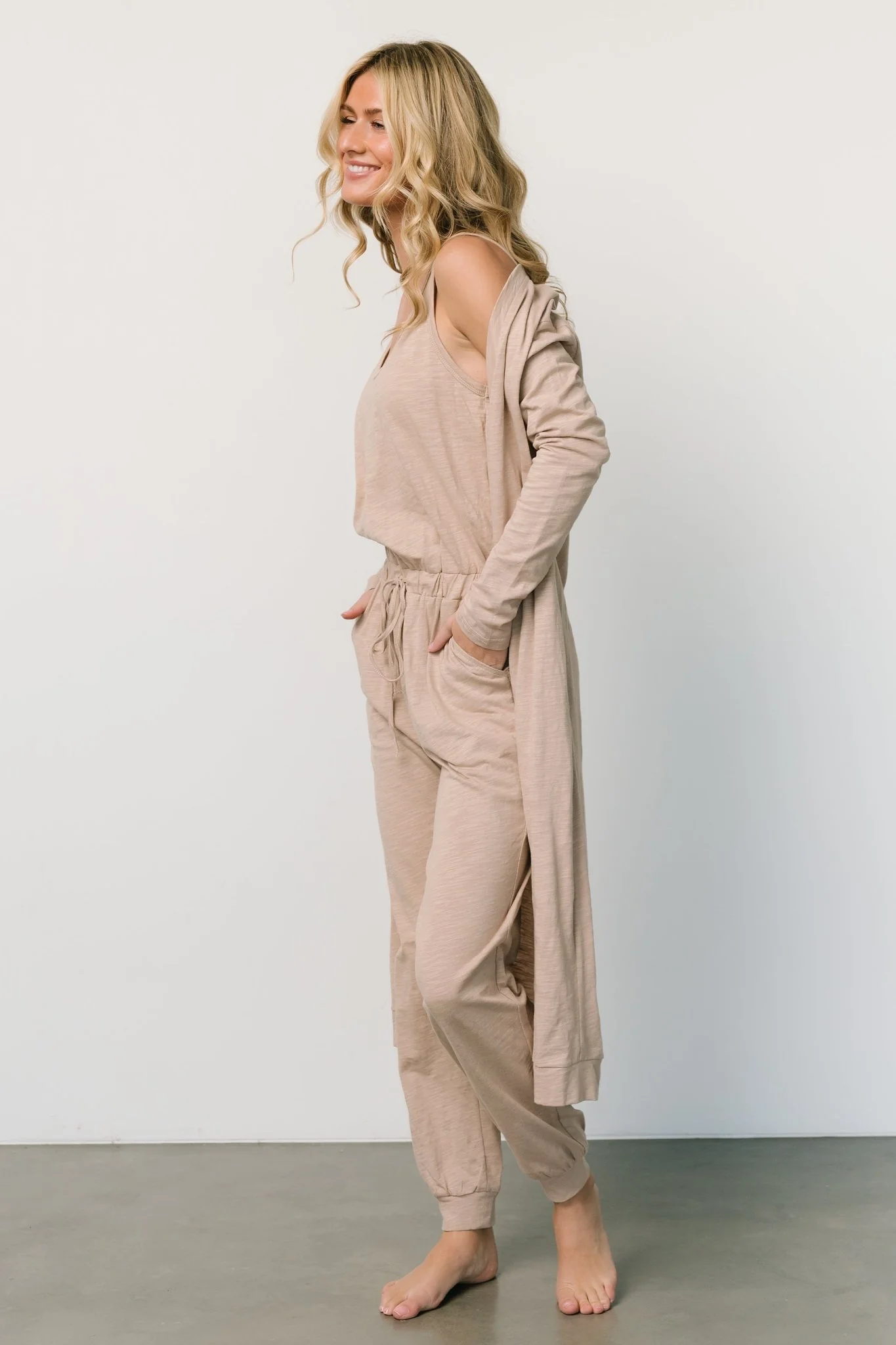 Janae Jumpsuit + Cardigan Set | Oatmeal