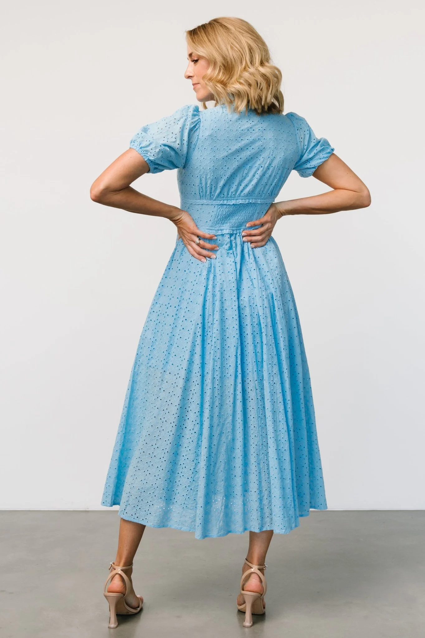 Esther Eyelet Midi Dress | Blue