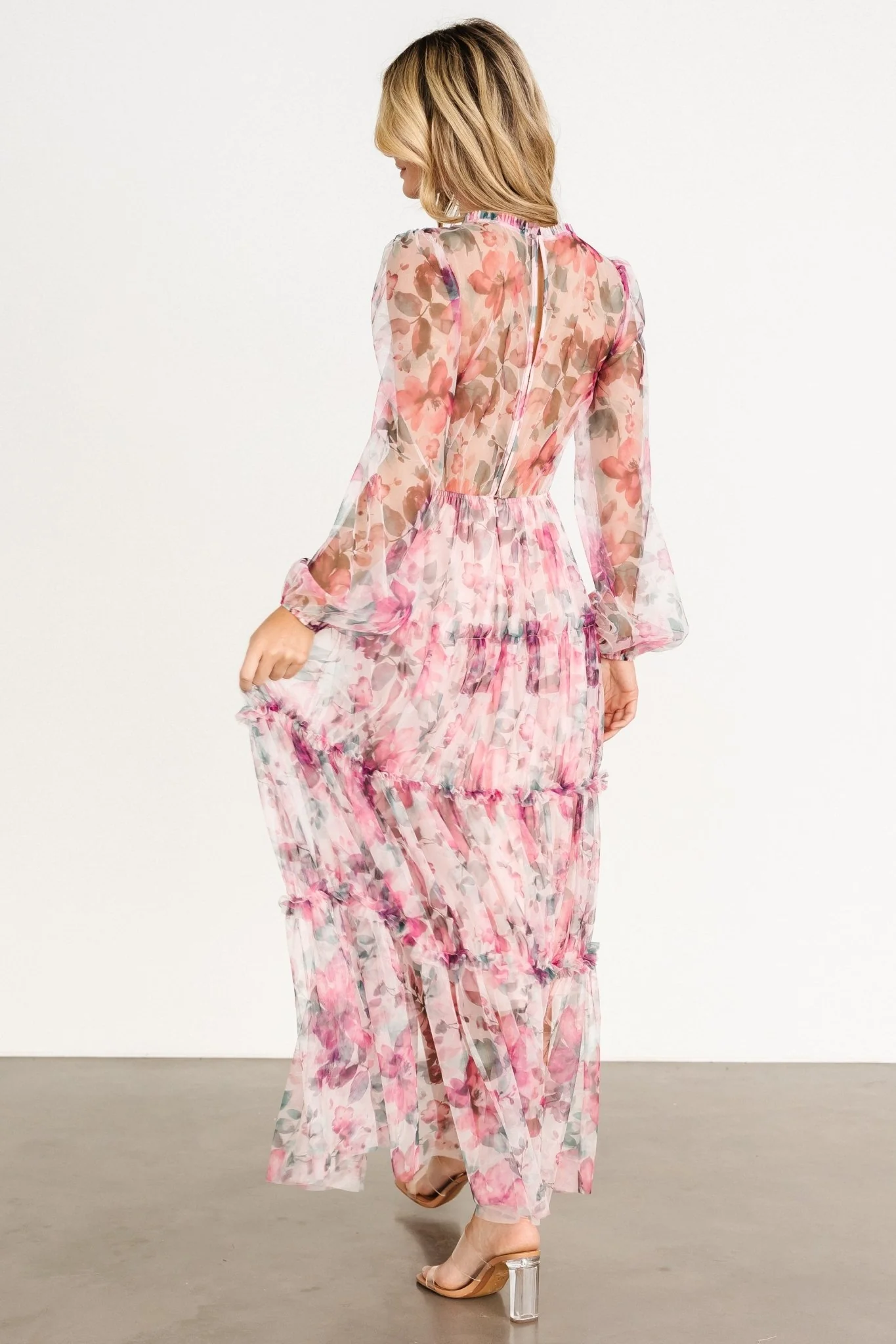 Stephanie Tiered Maxi Dress | Mauve Floral