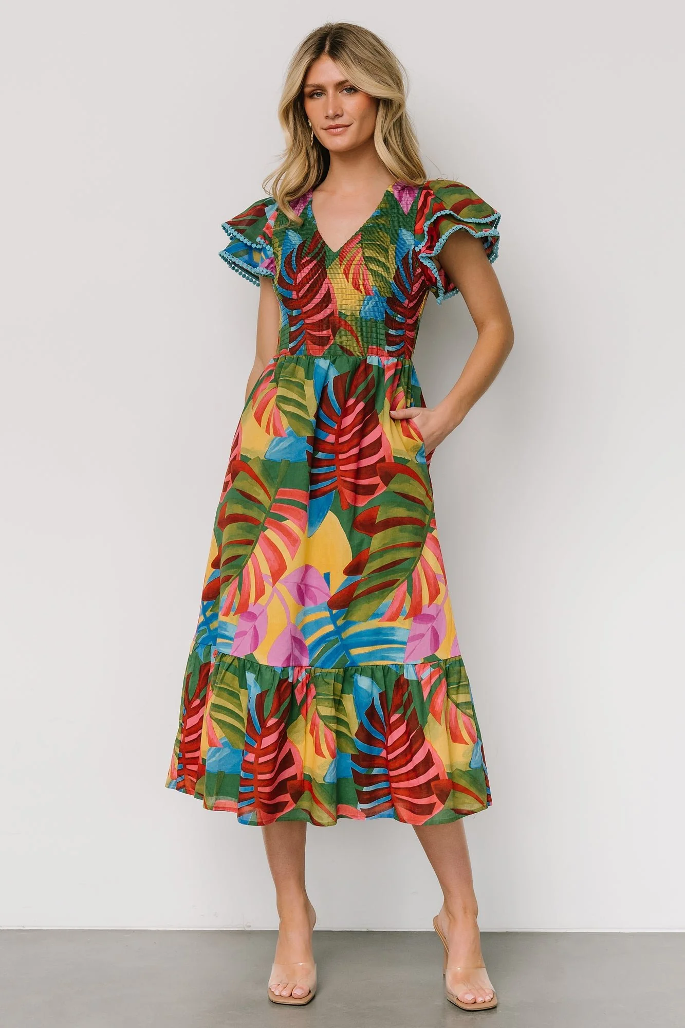 Marielle Smocked Midi Dress | Multi Print