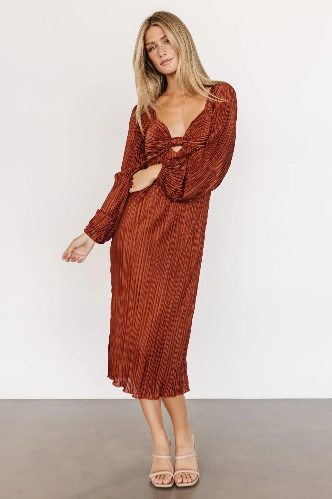 Amani Pleated Midi Dress | Cinnamon