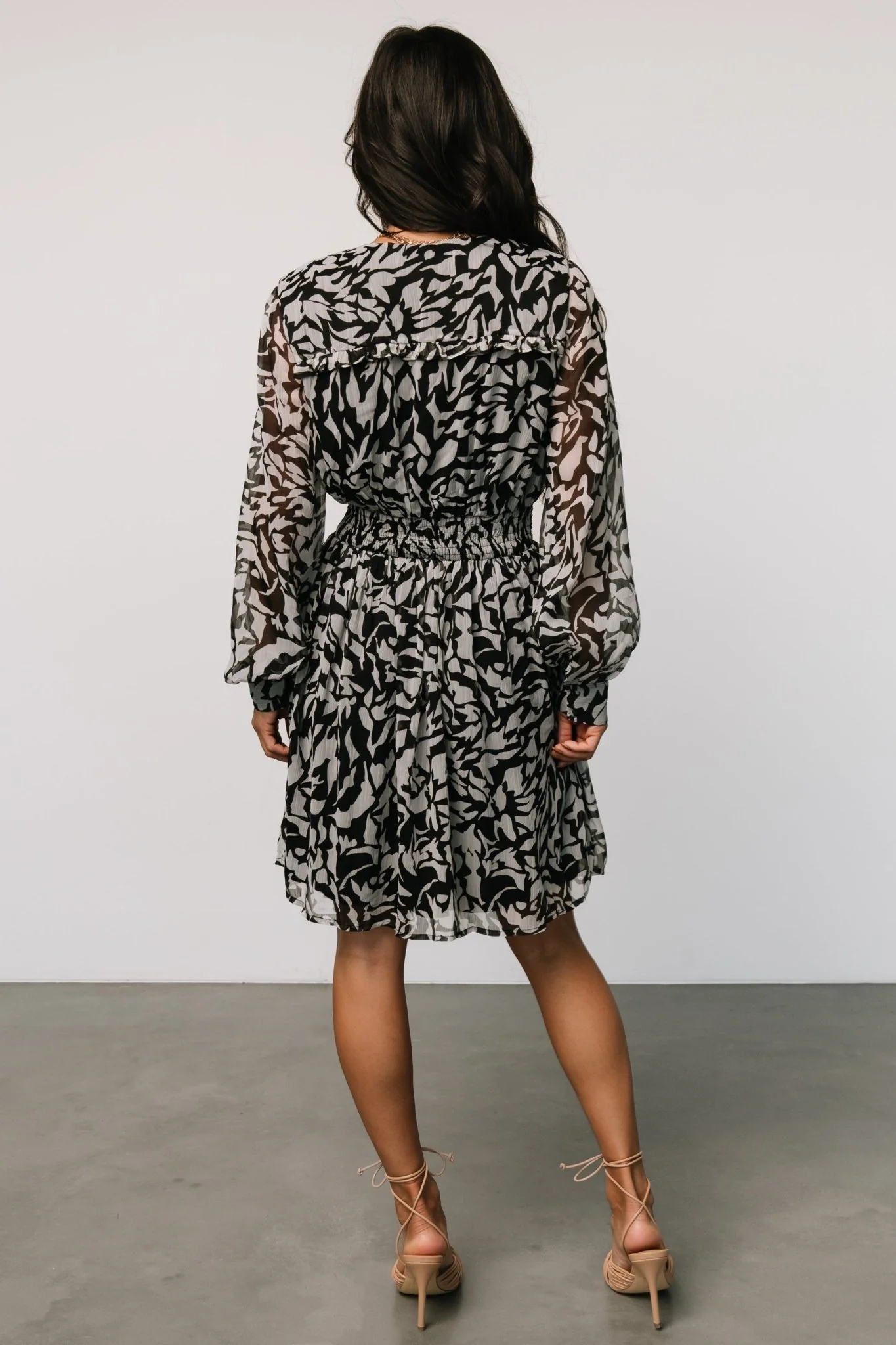 Anne Short Dress | Black Print