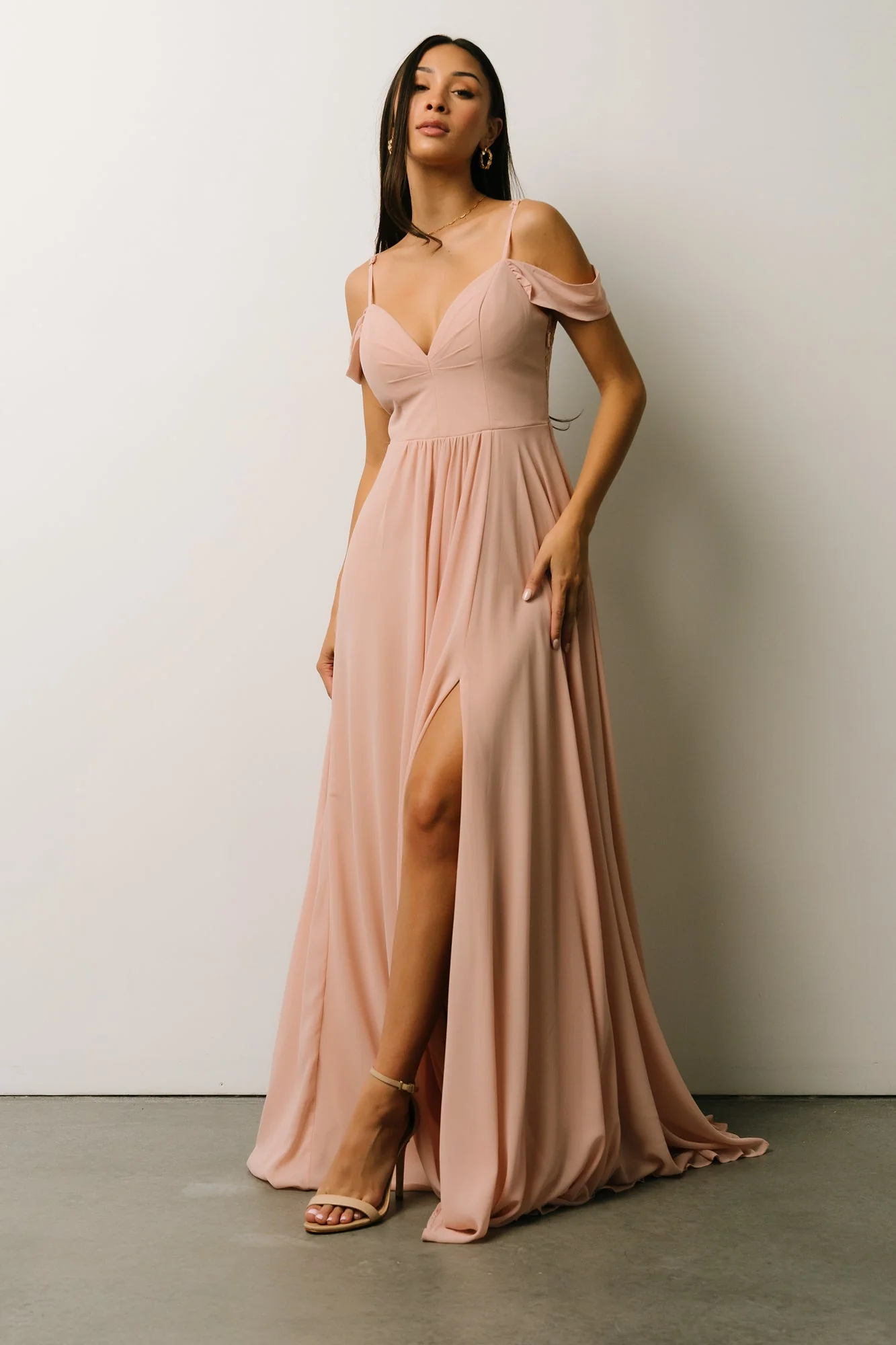Bianca Lace Maxi Dress | Nude Blush