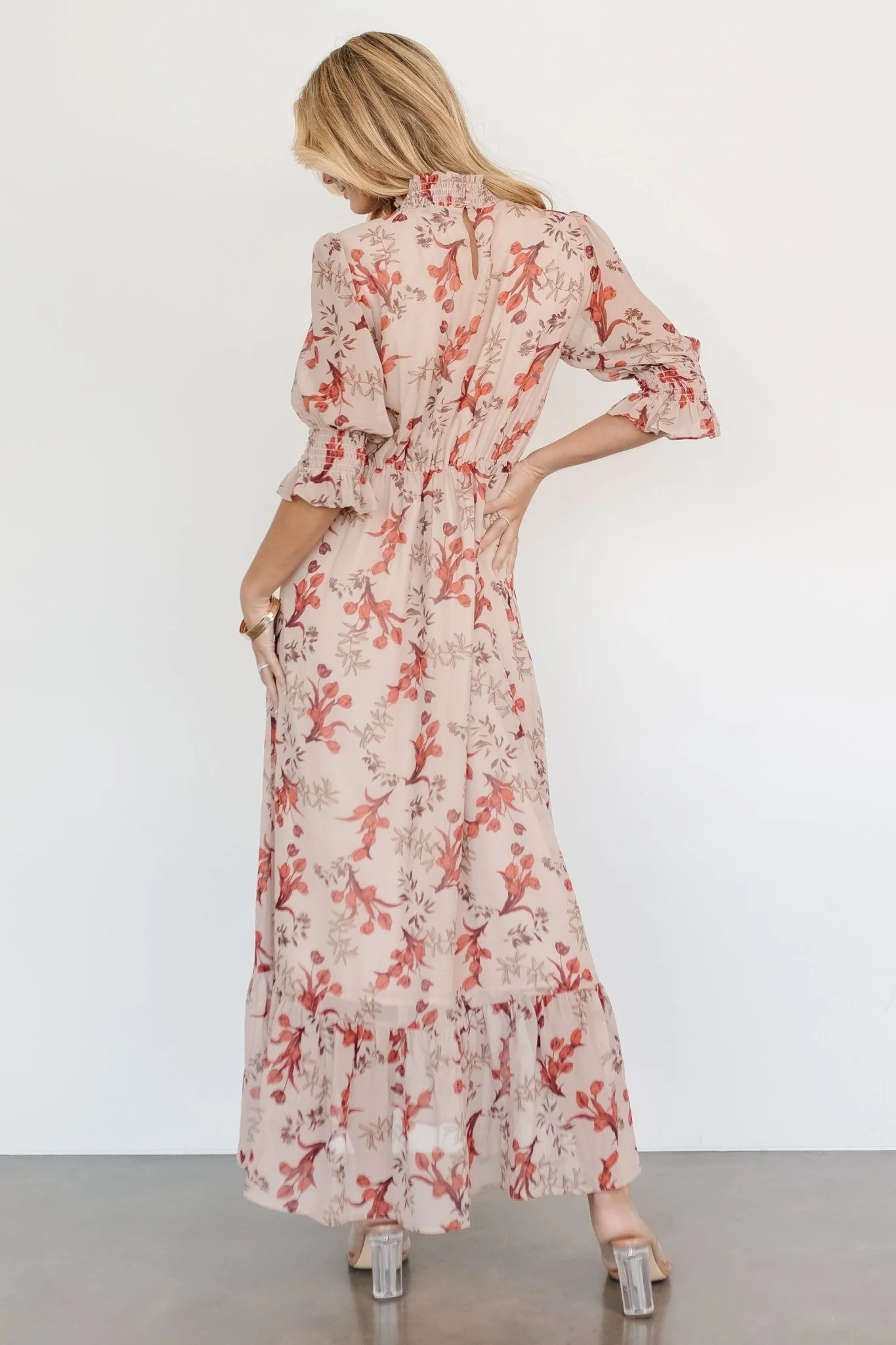 Marie Mock Neck Maxi Dress | Blush Floral