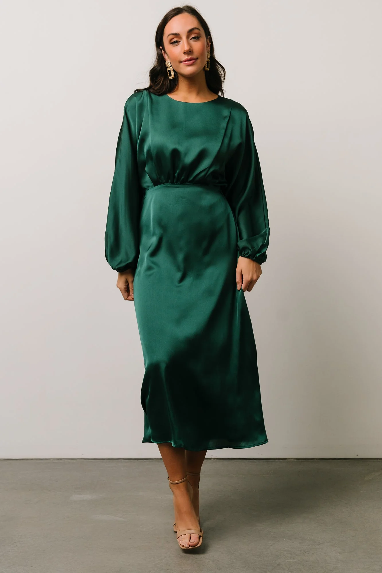 Balta Satin Midi Dress | Emerald