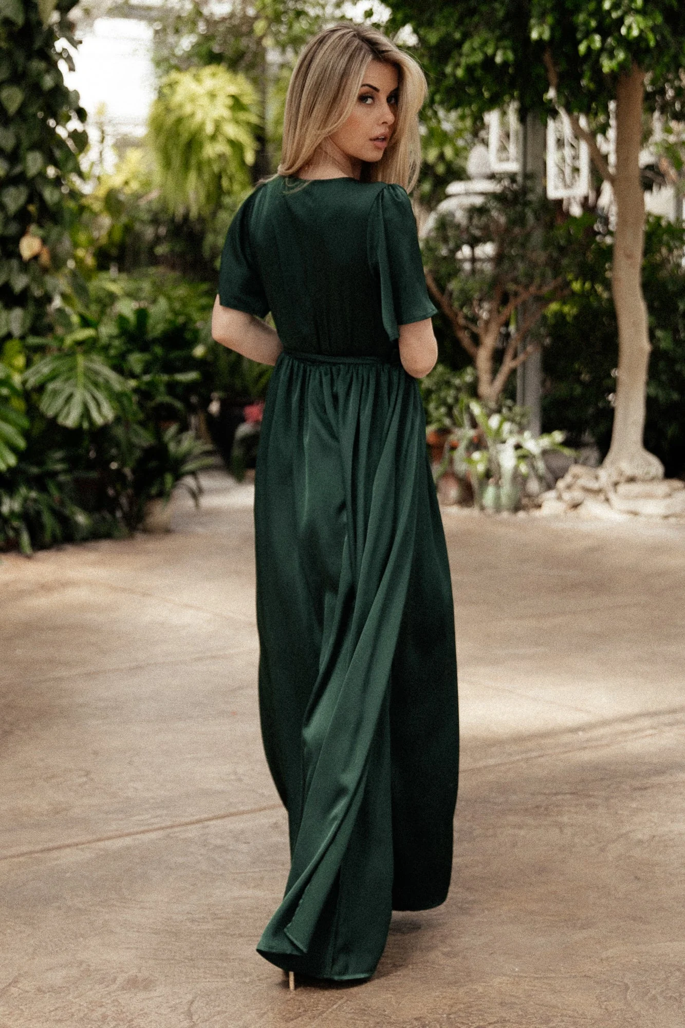 Sicily Satin Maxi Dress | Emerald