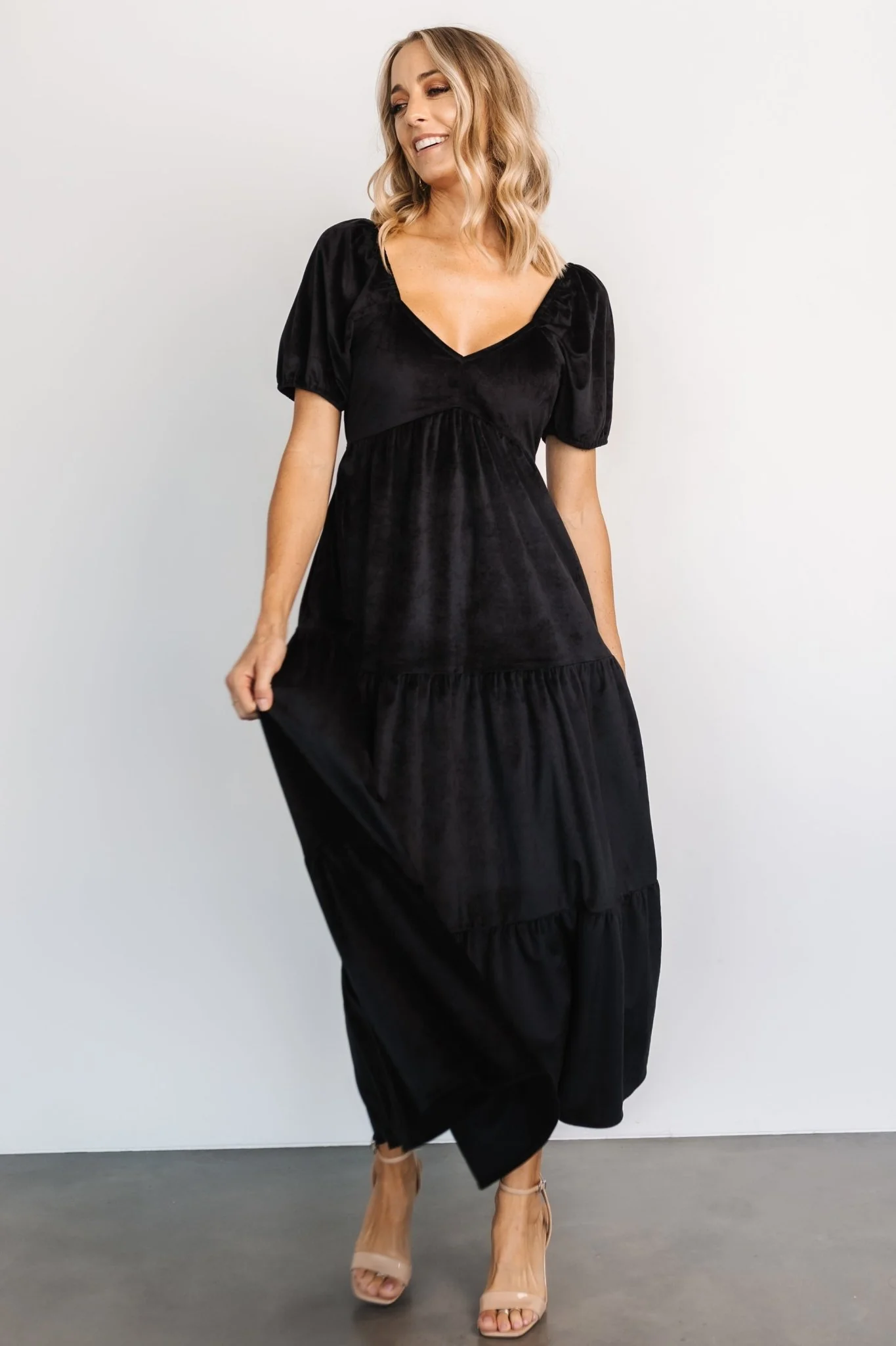 Kenli Velvet Maxi Dress | Black