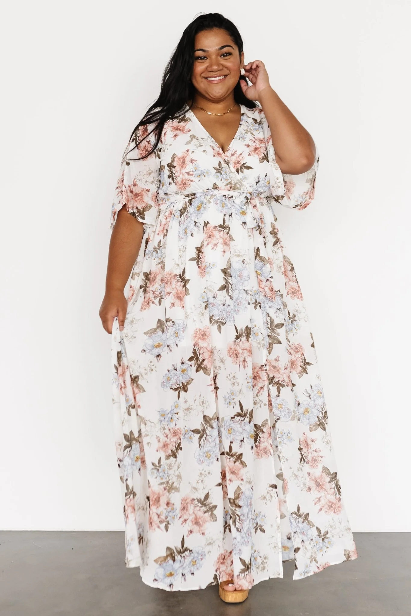 Kia Kimono Maxi Dress | White Floral