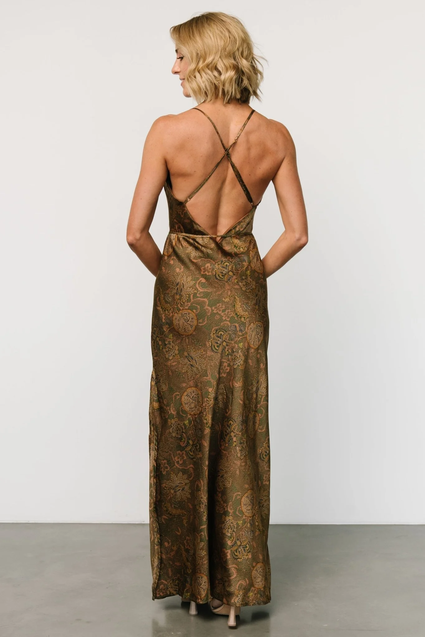 Reno Slip Maxi Dress | Brown + Olive