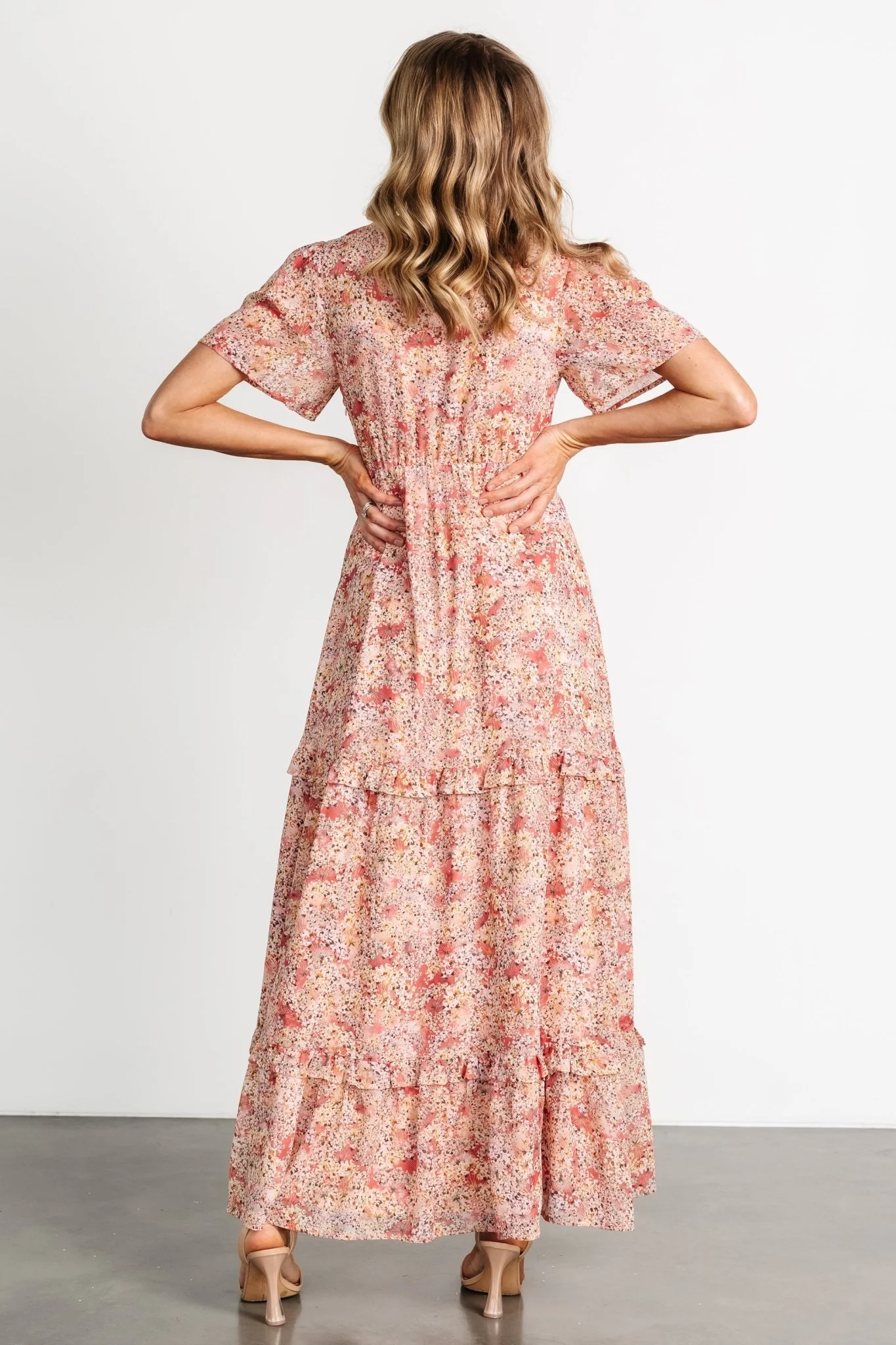 Audrey Deep V Maxi Dress | Blush Floral
