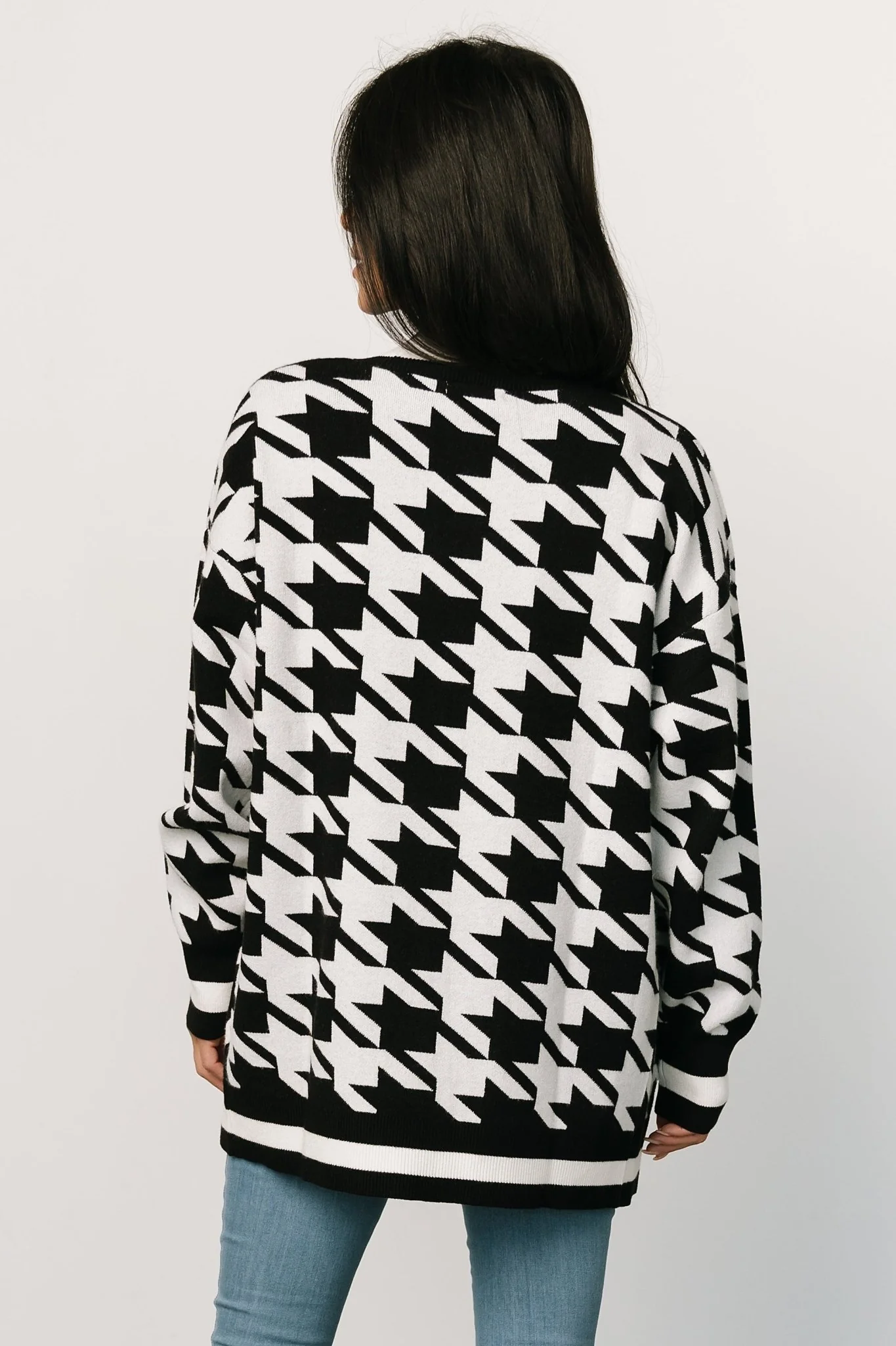 Leroy Houndstooth Cardigan | Black + White