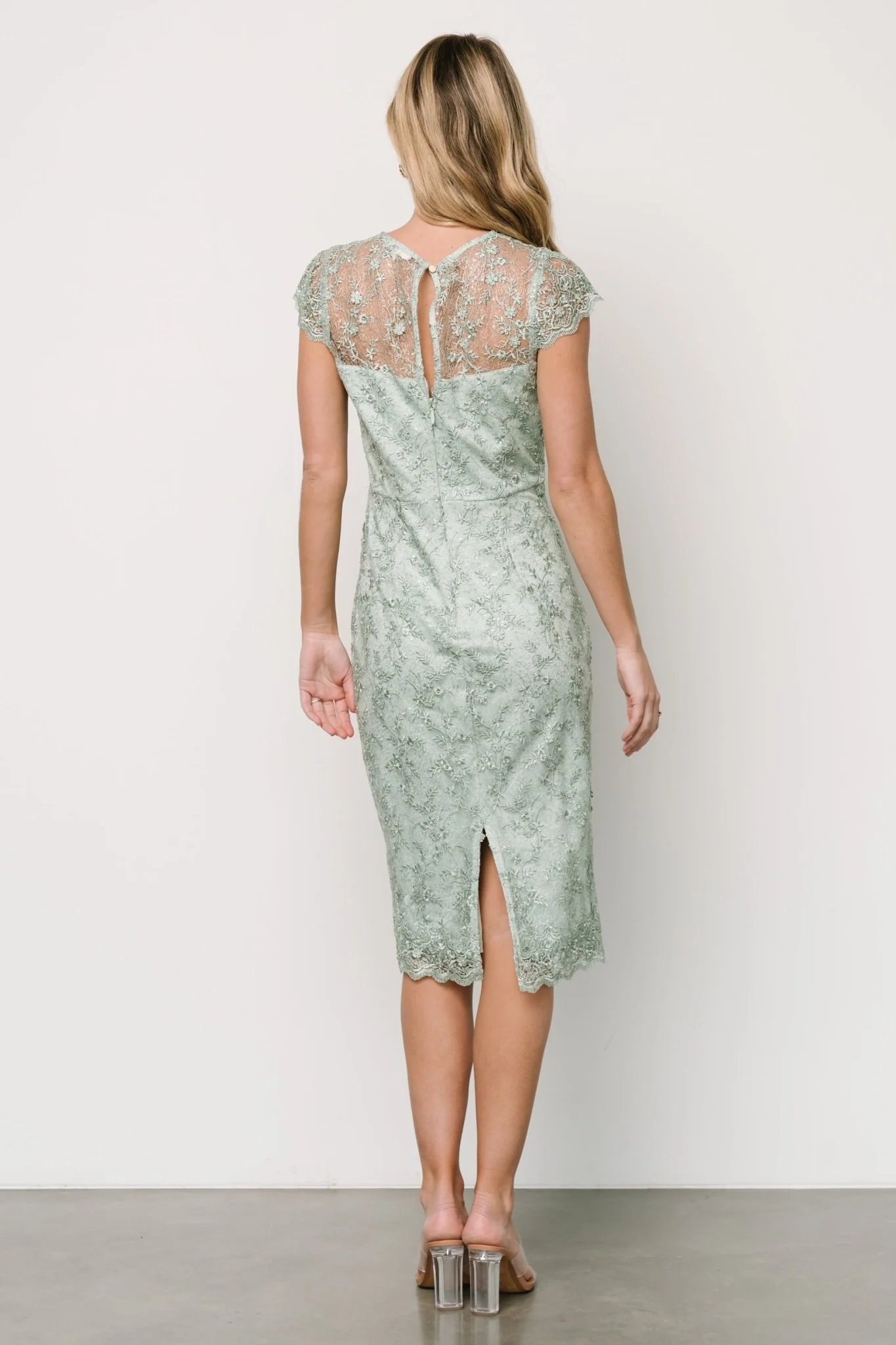 Oriana Embossed Shimmer Midi Dress | Sage