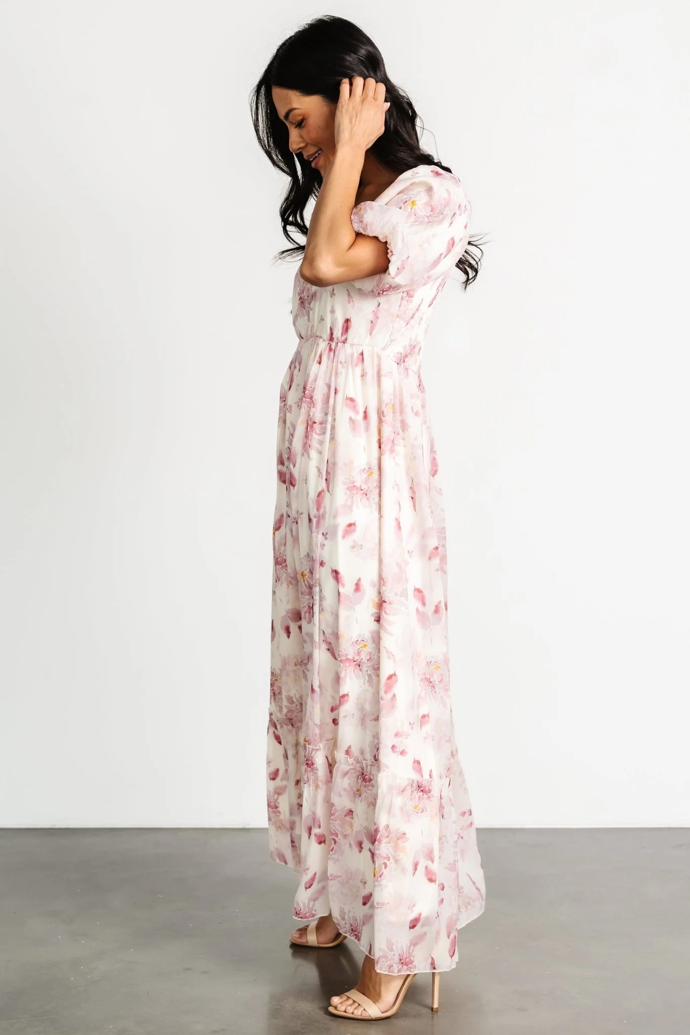 Dalia Maxi Dress | Ivory + Mauve Floral
