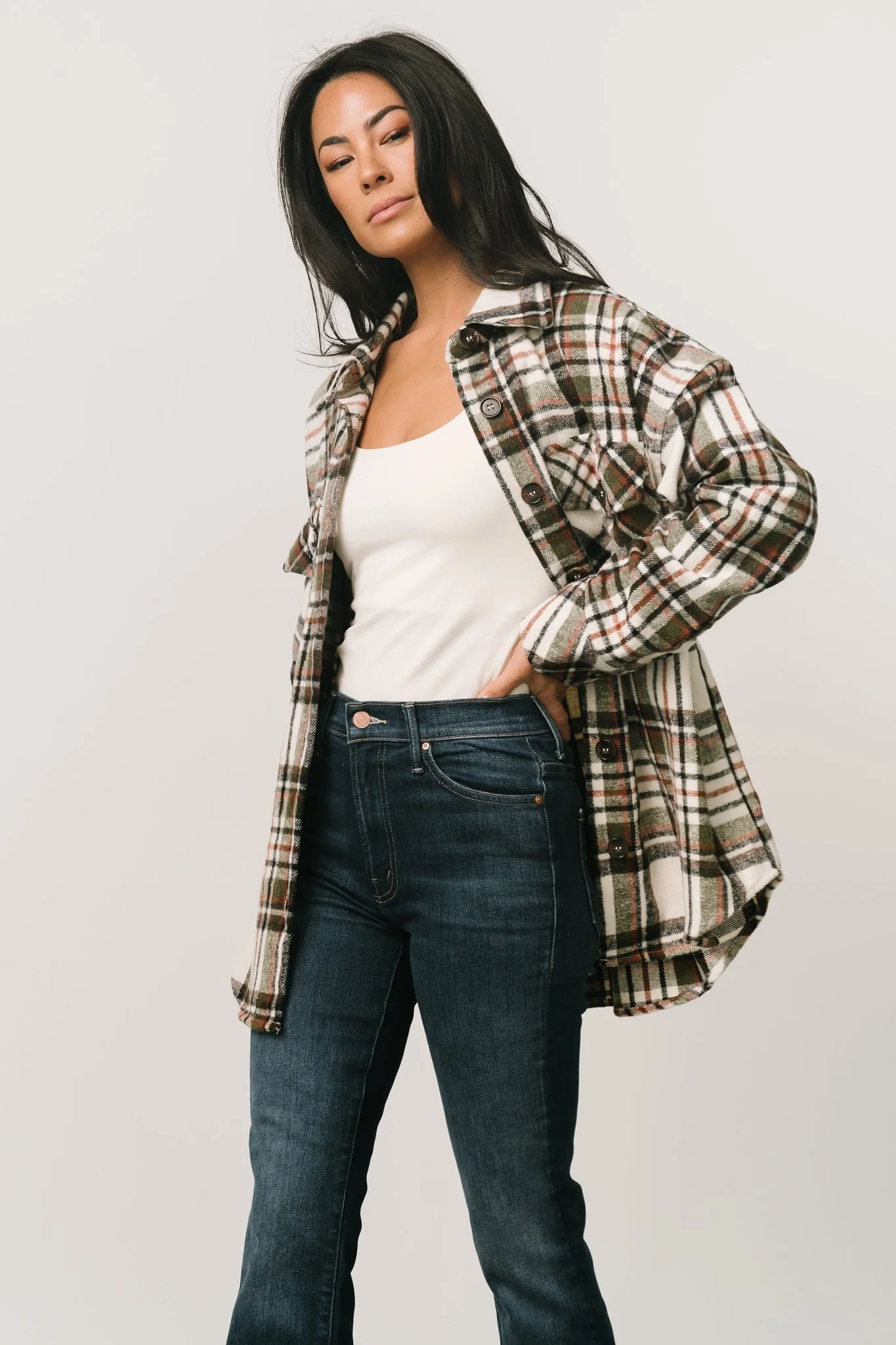 Polson Plaid Shacket | Ivory Multi