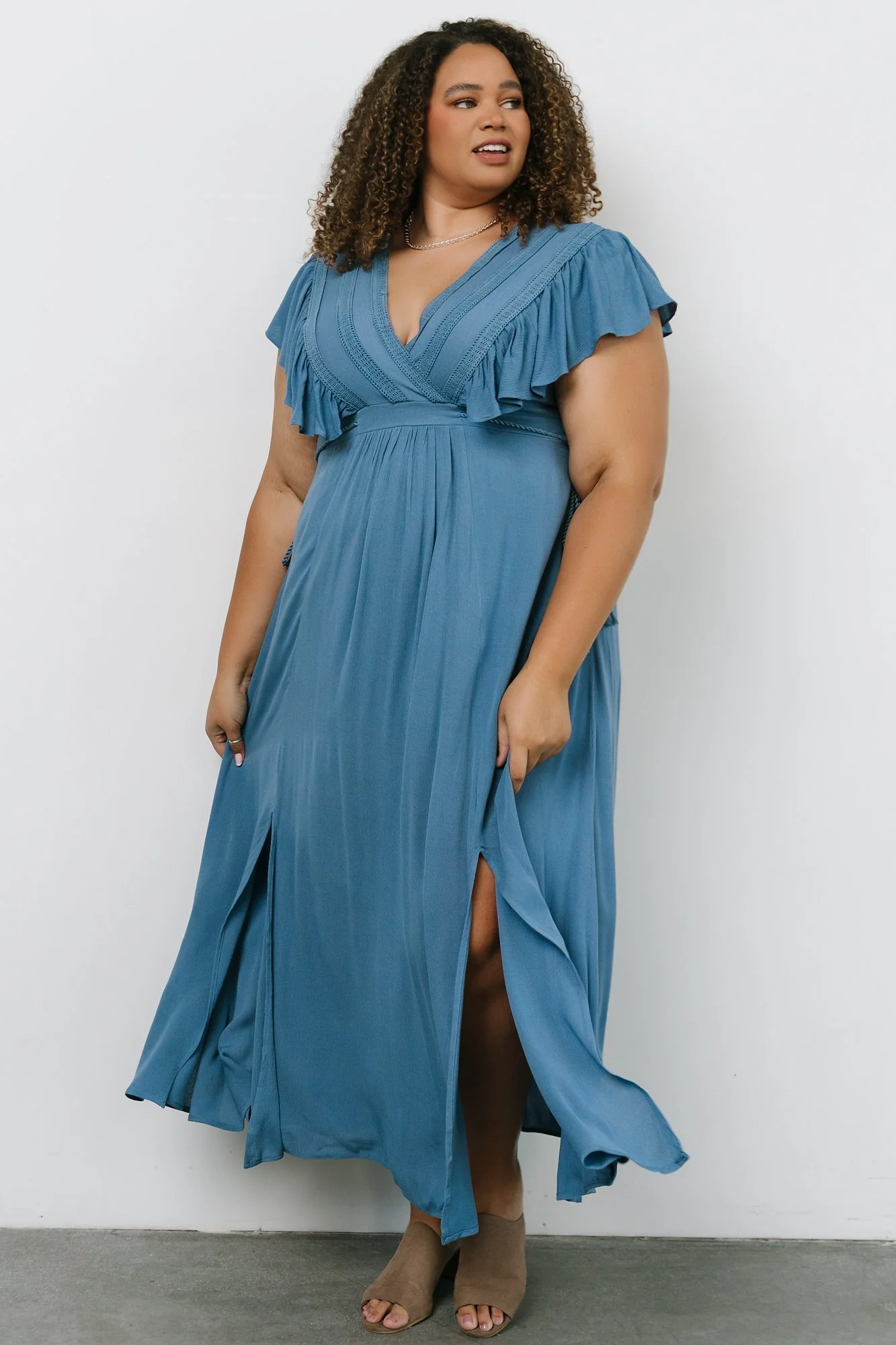 Jennifer Deep V Maxi Dress | Blue