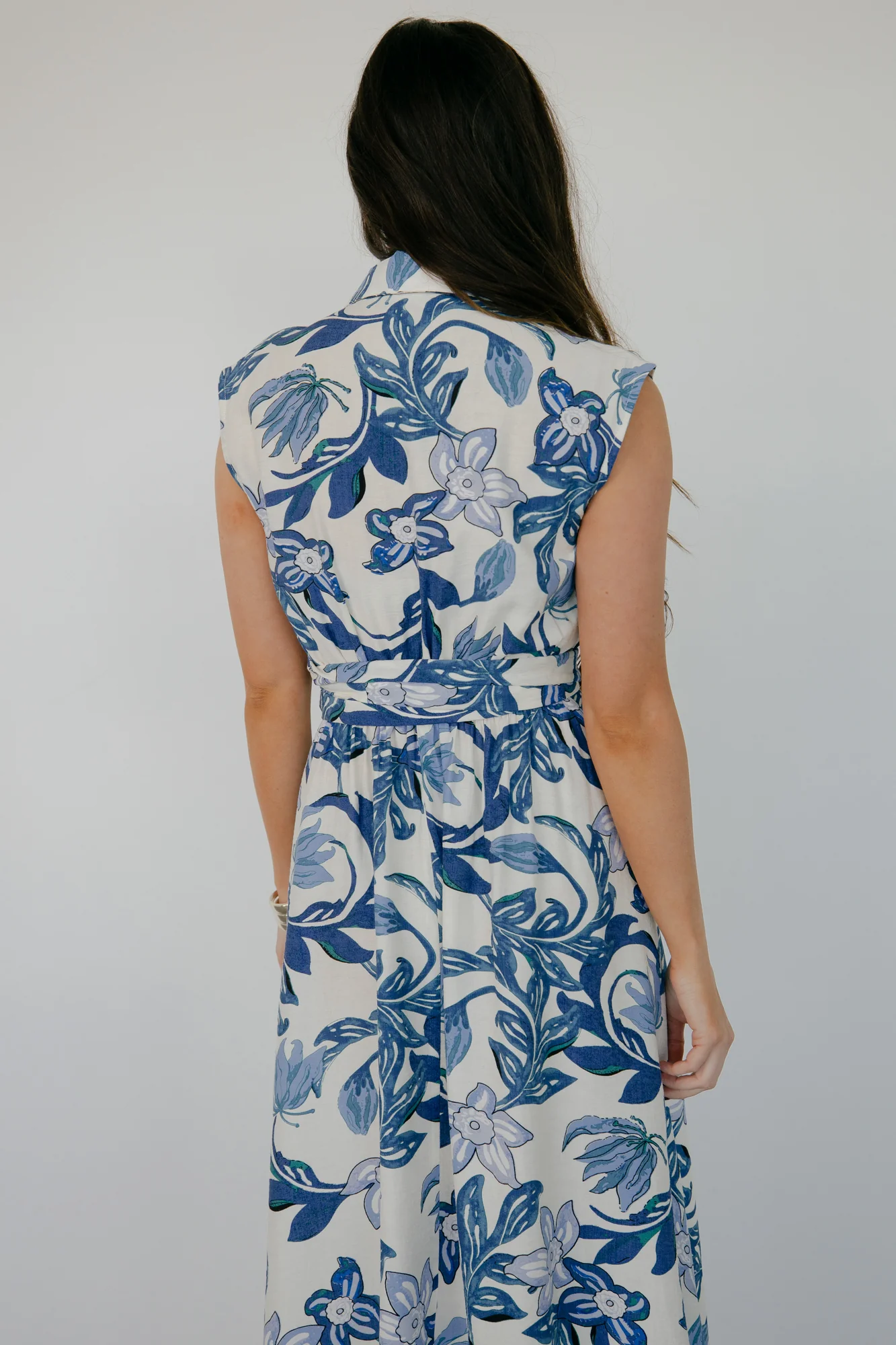 Almeria Maxi Dress | Ivory + Blue Floral