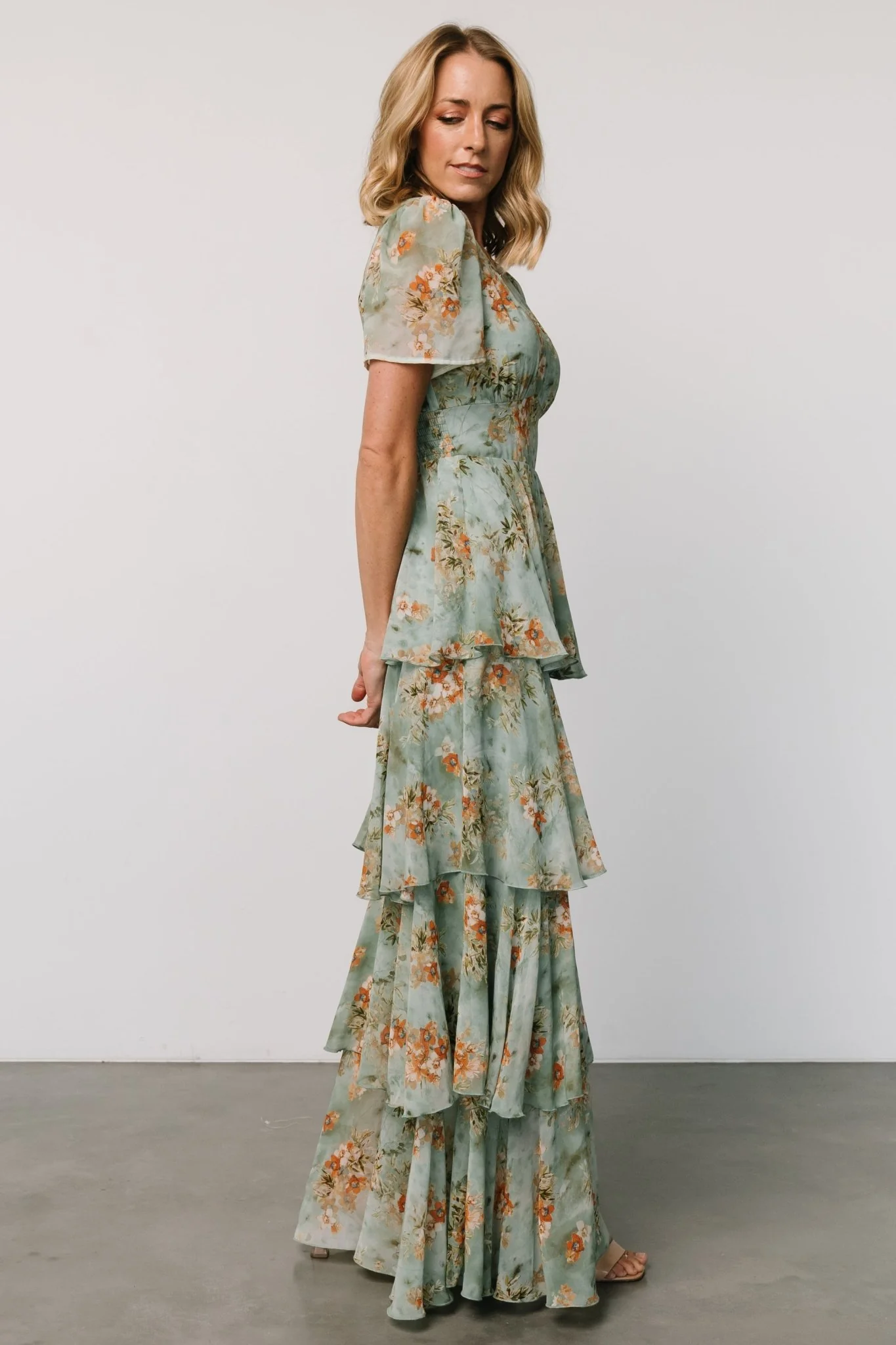 Montaigne Ruffle Maxi Dress | Blue Sage Floral
