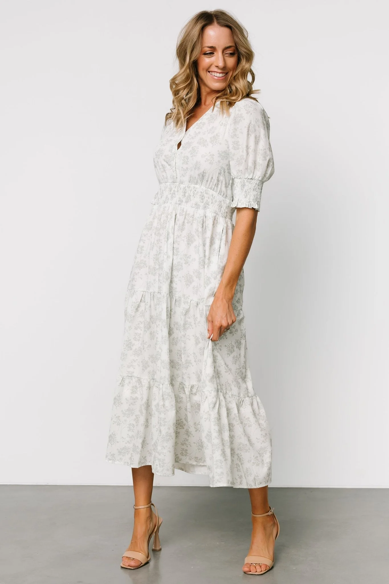 Miriam Midi Dress | Light Sage Floral