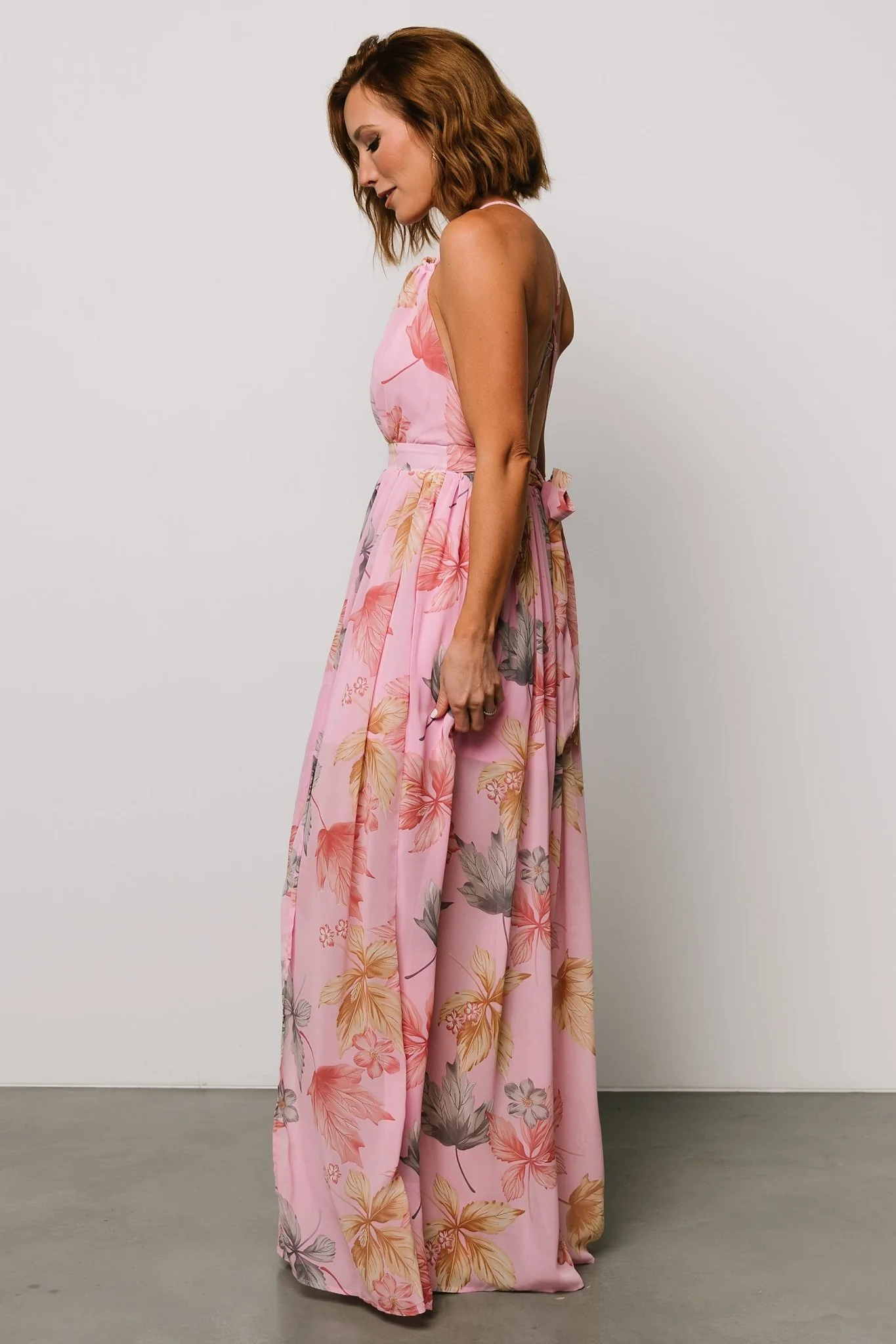 Suvi Open Back Maxi Dress | Pink Print
