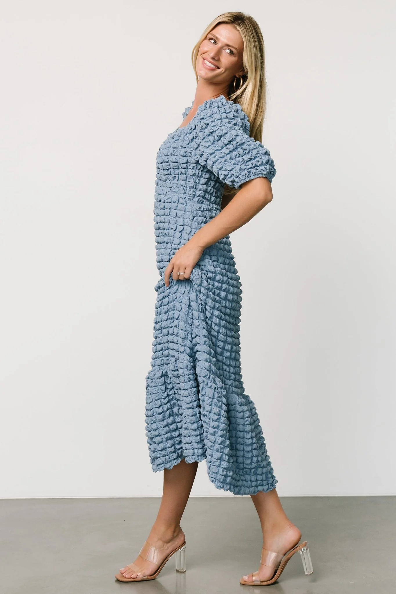 Therese Textured Dress | Denim Blue