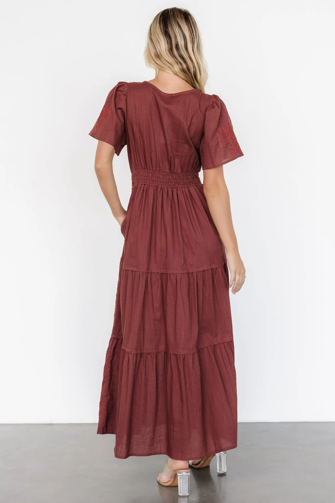 Kennedy Embroidered Maxi Dress | Marsala