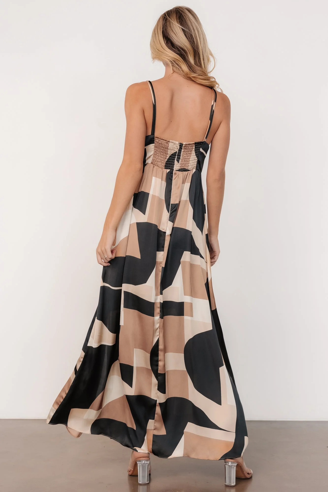 Xanthe Slip Dress | Midnight + Taupe Print