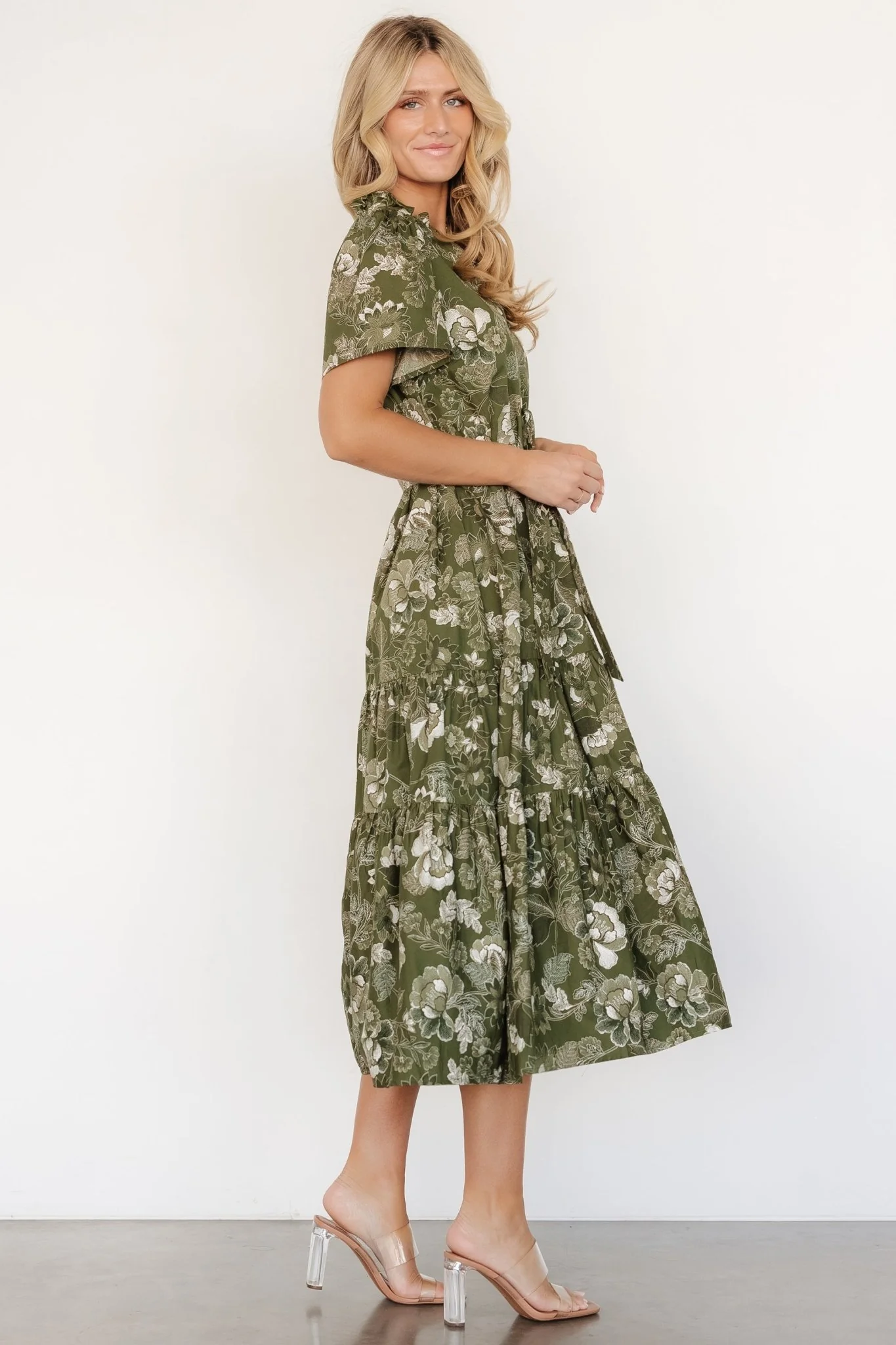 Adara Midi Dress | Olive Floral