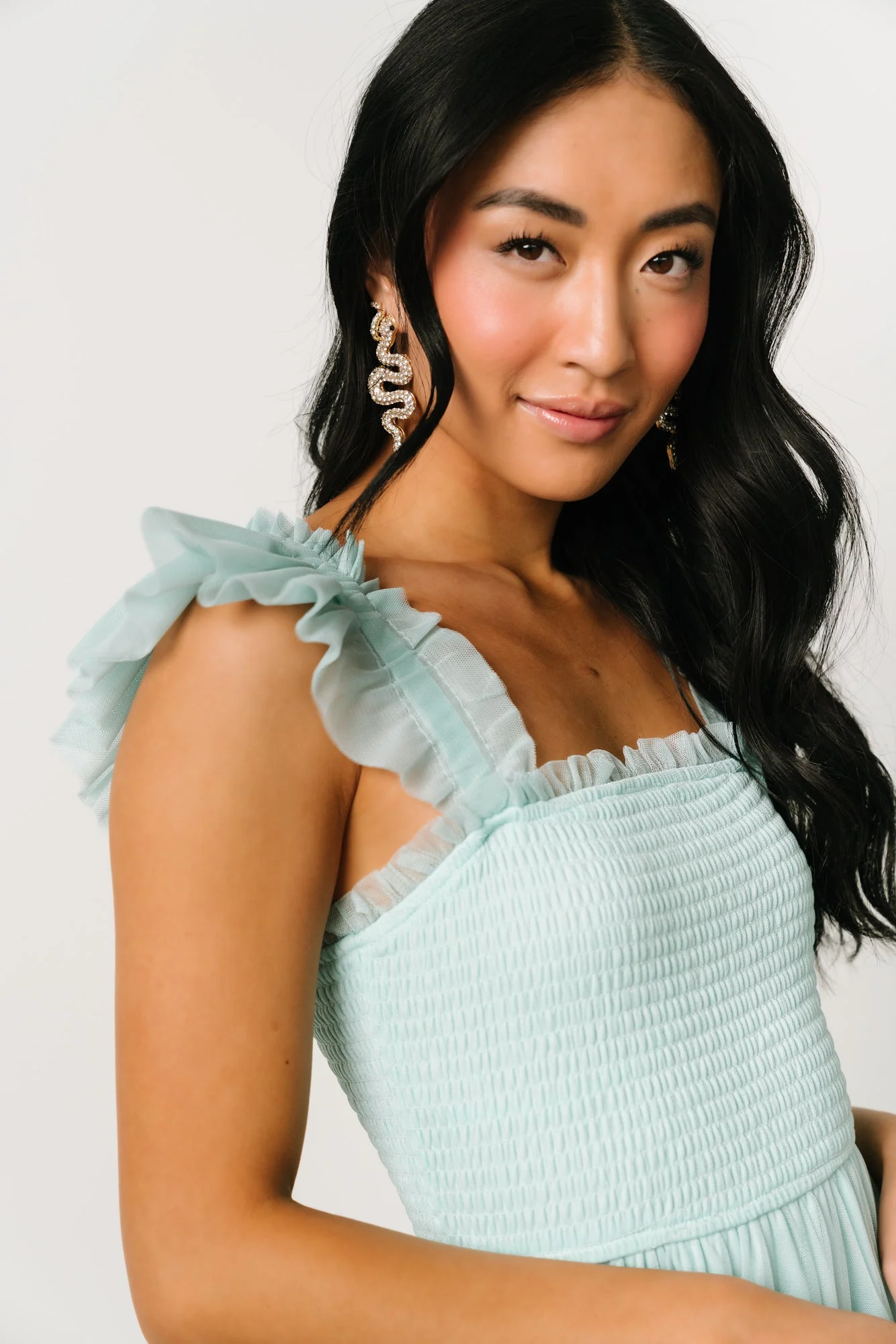 Mindi Tulle Midi Dress | Sea Blue