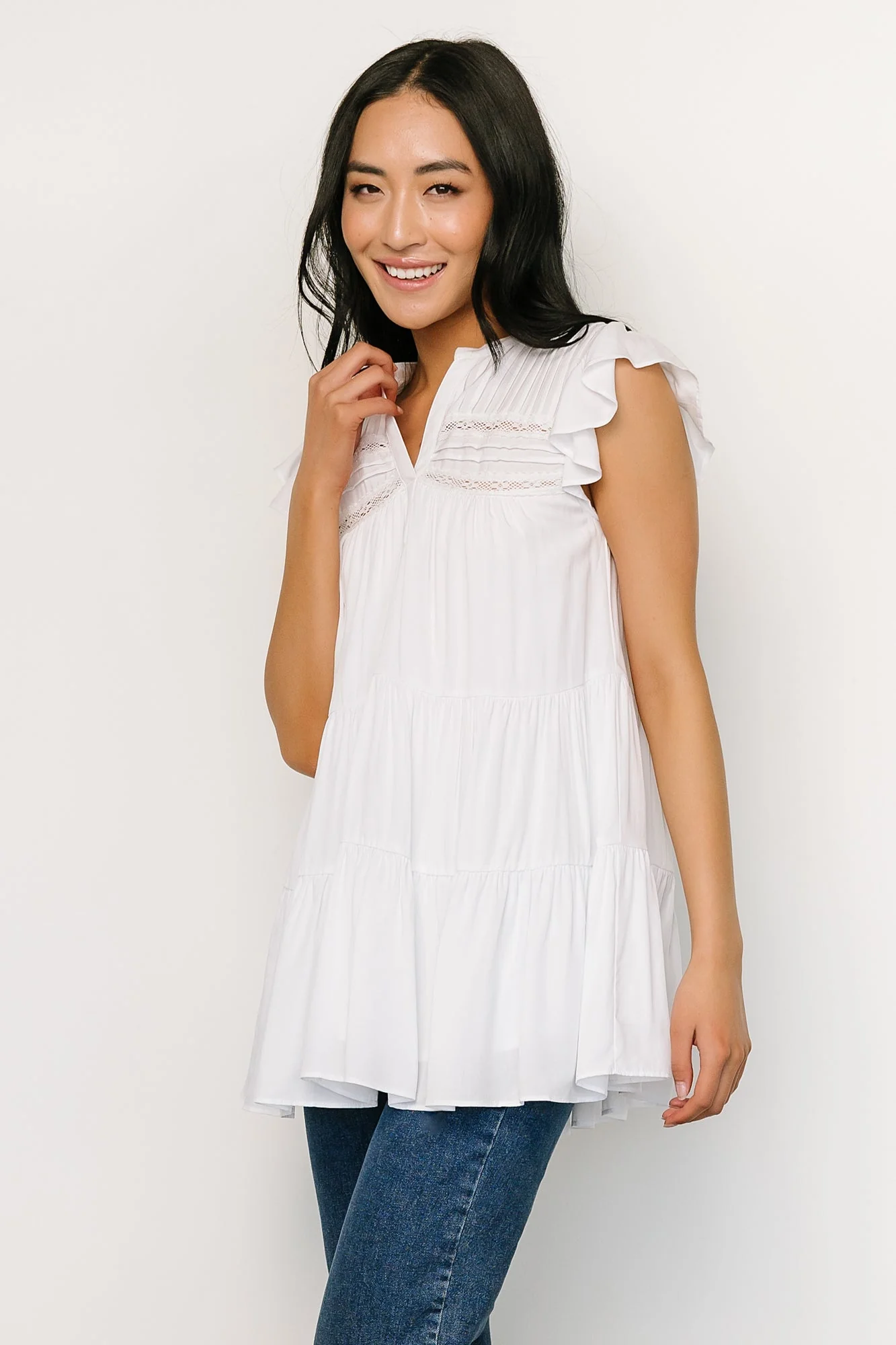 Margaret Tiered Top | White