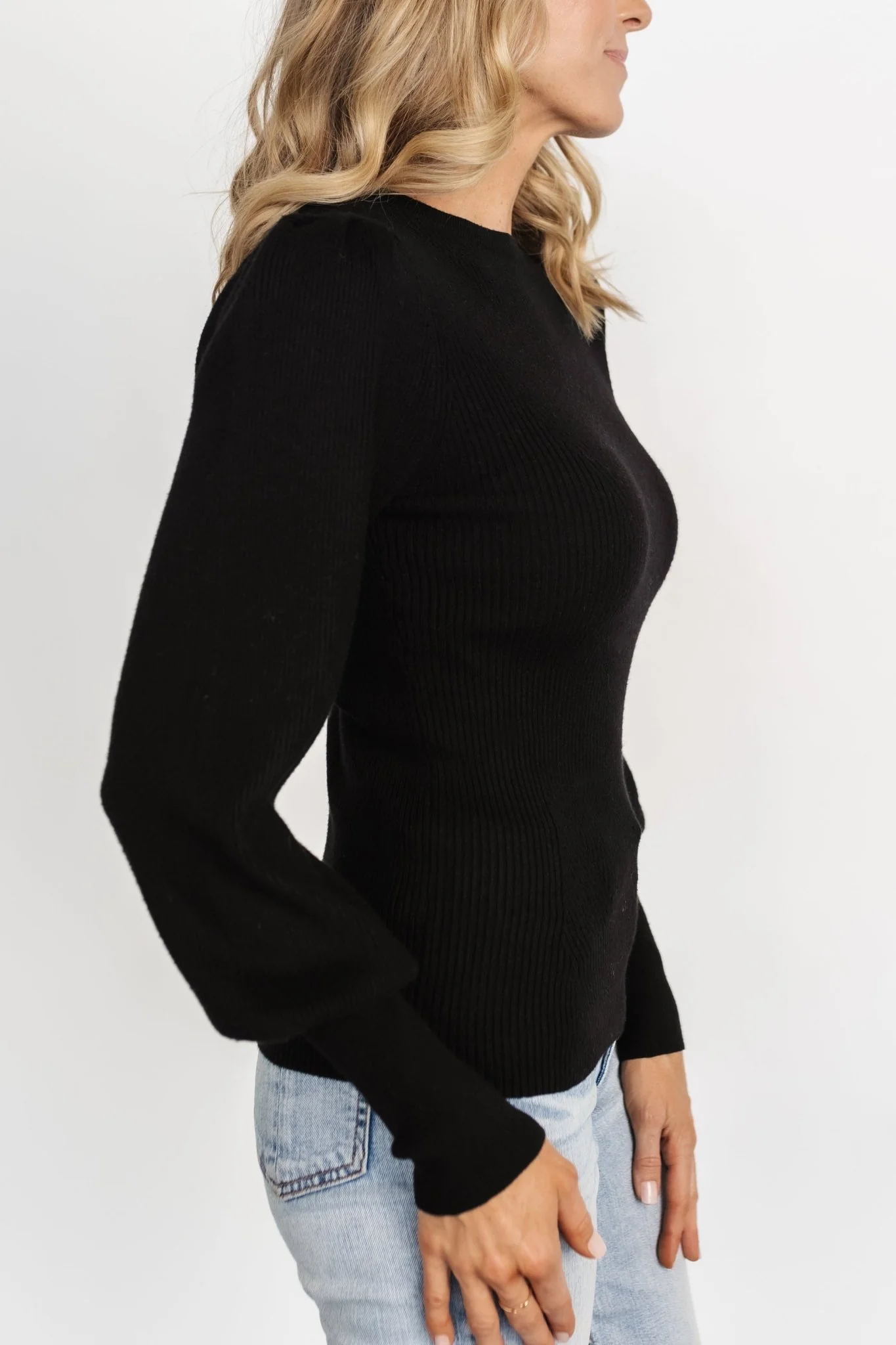 Lilou Rib Knit Sweater | Black