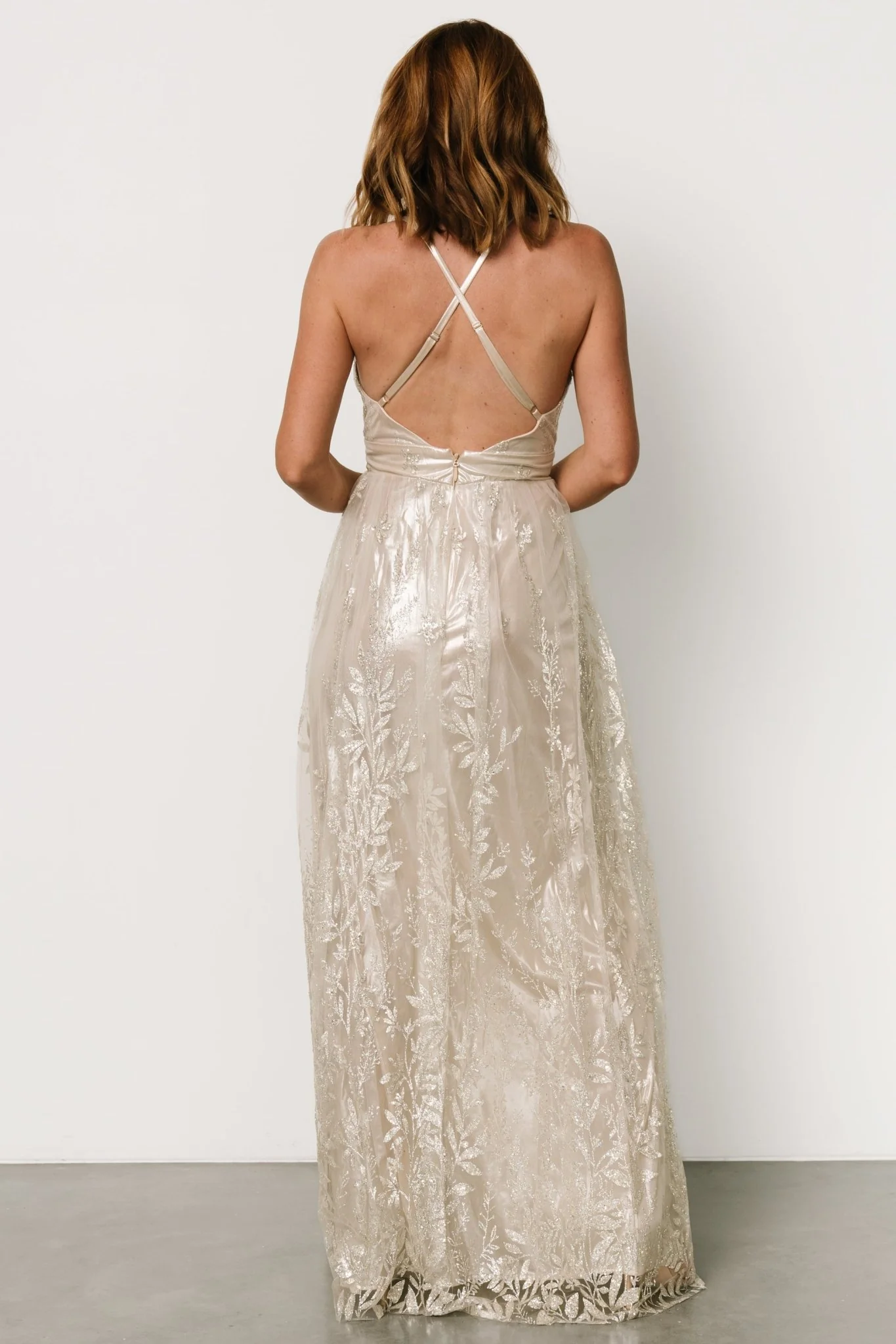 Eirena Sparkle Gown | Cream + Silver