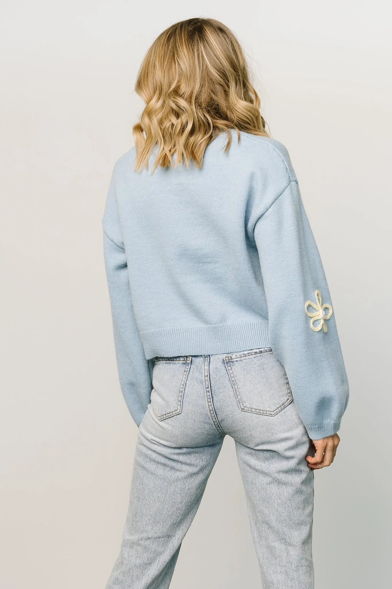Annie Flower Knit Sweater | Blue