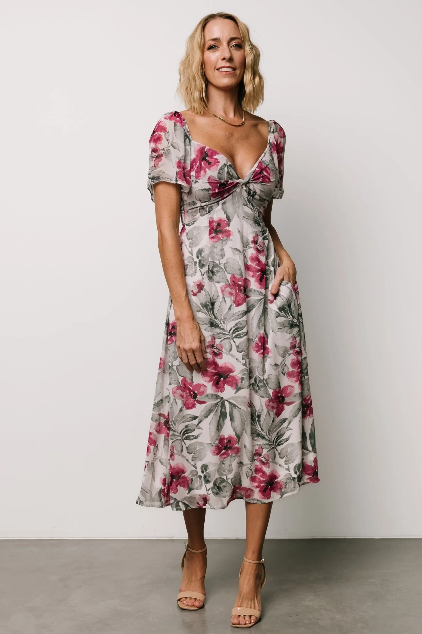 Melinda Midi Dress | Pink Floral