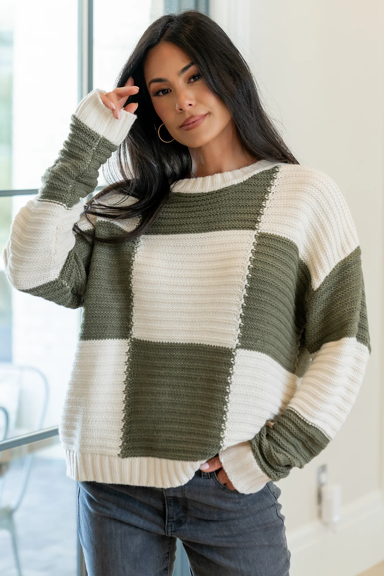 Jayda Sweater | Cream + Olive