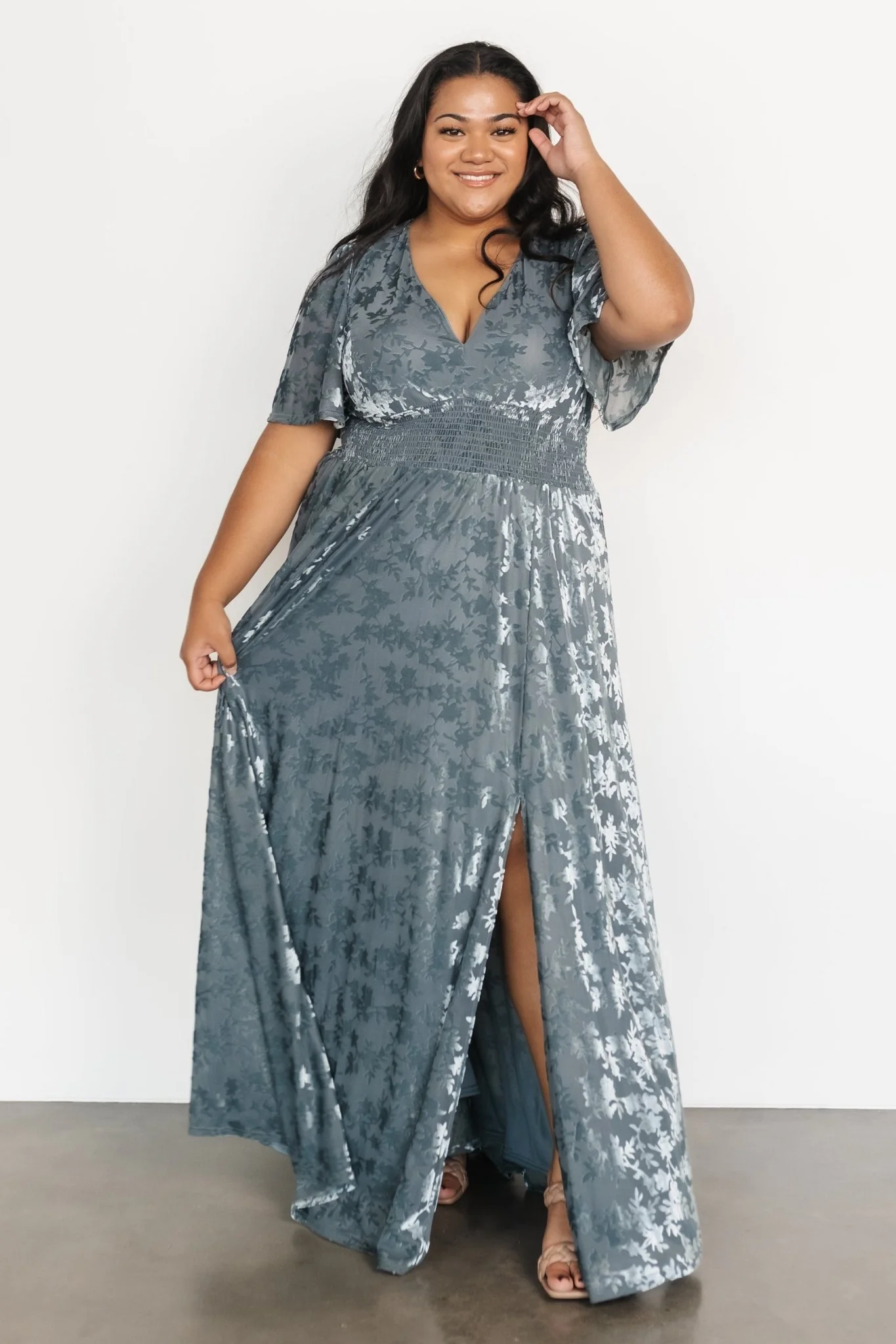 Veronica Velvet Maxi Dress | Slate Blue