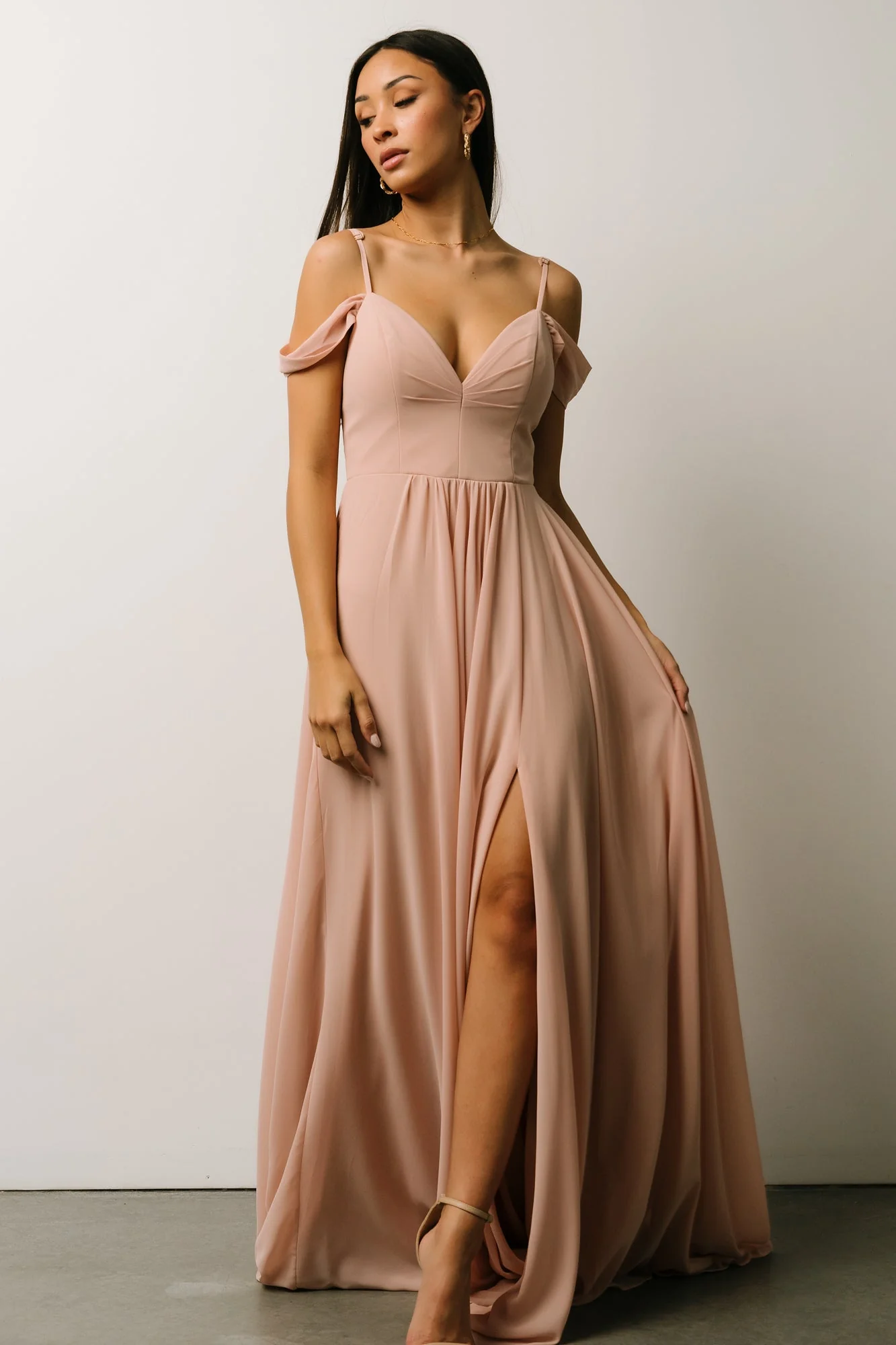 Bianca Lace Maxi Dress | Nude Blush