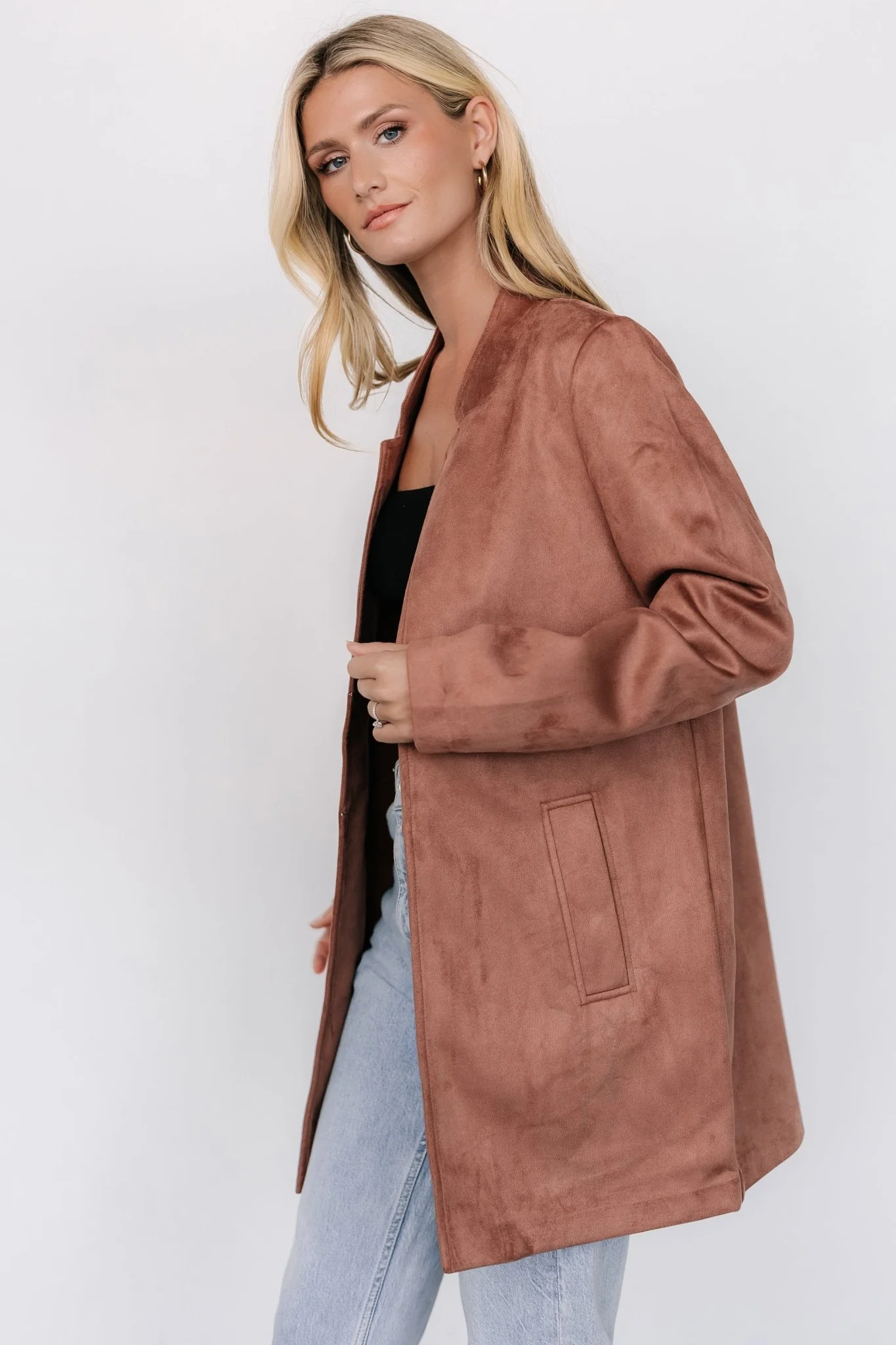 Queenie Faux Suede Jacket | Dusty Clove