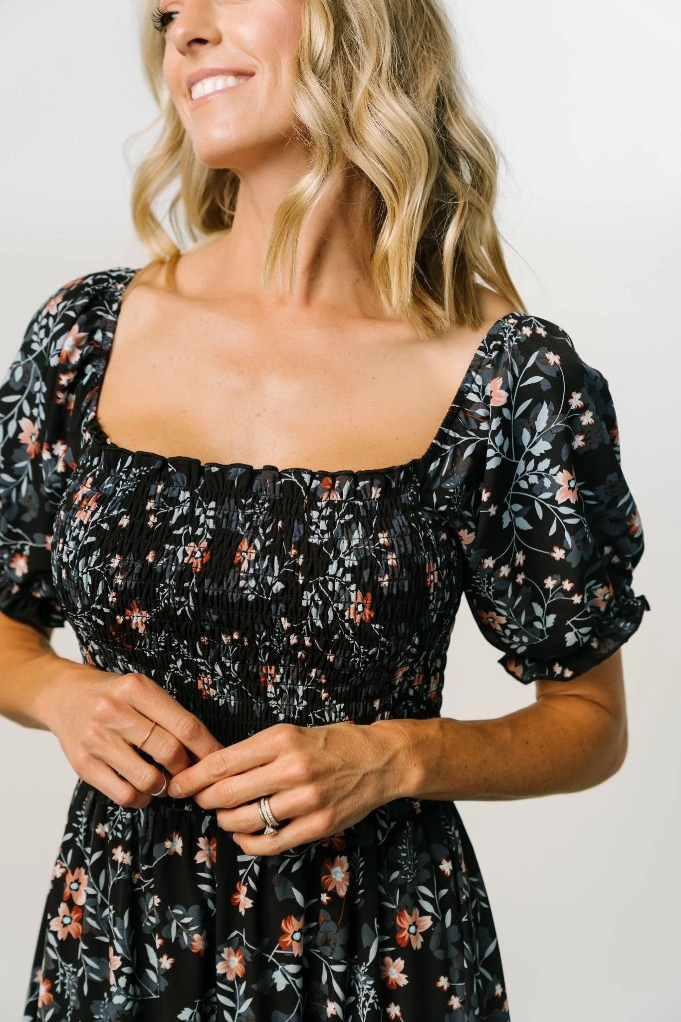 Capri Smocked Maxi Dress | Midnight Floral