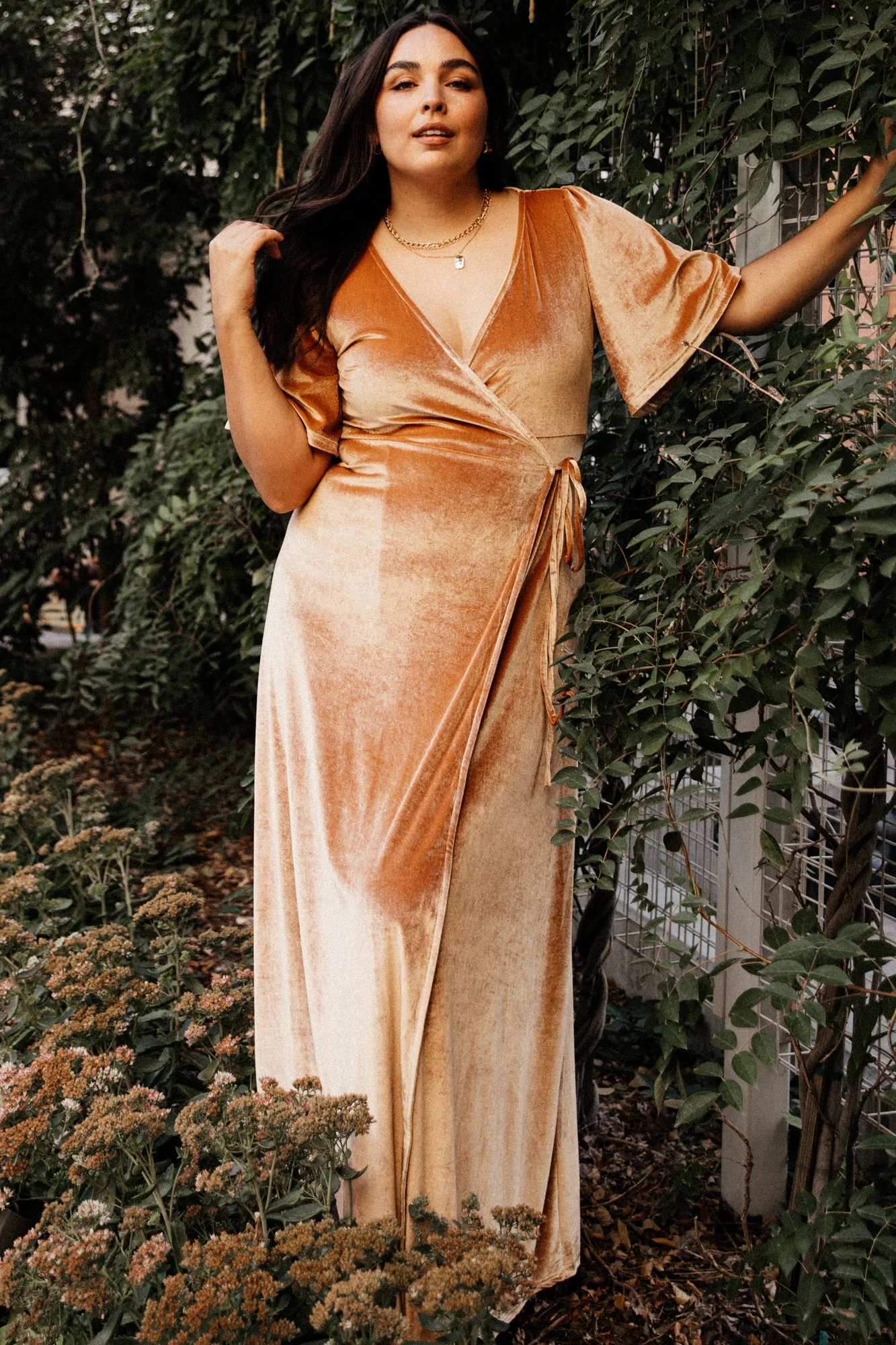 Meghan Velvet Wrap Maxi Dress | Golden Hour