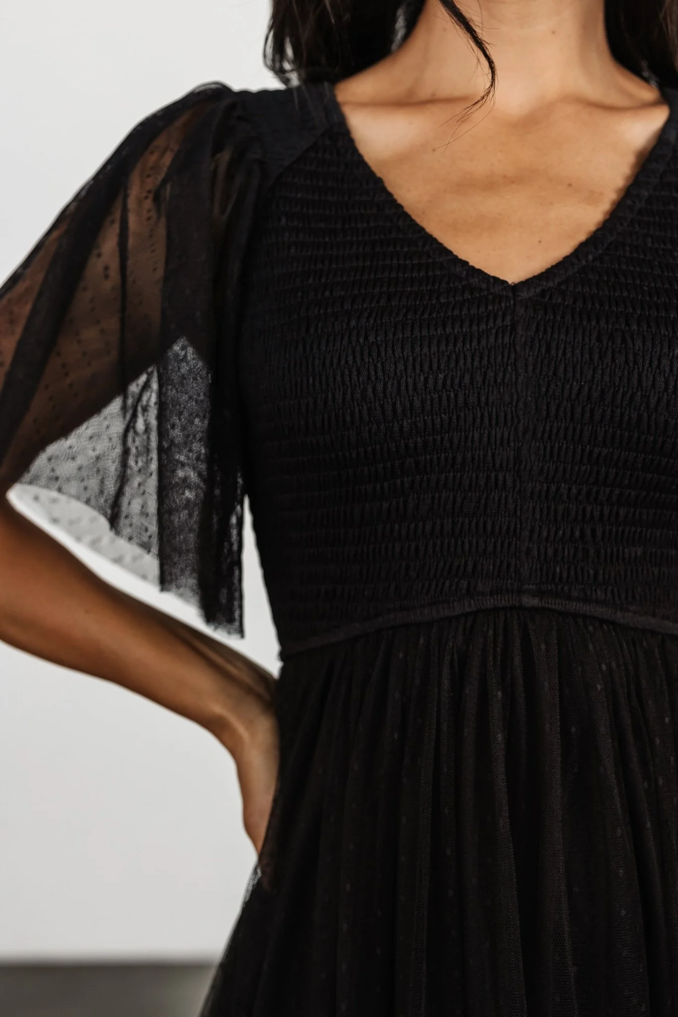 Martha Smocked Tulle Dress | Black