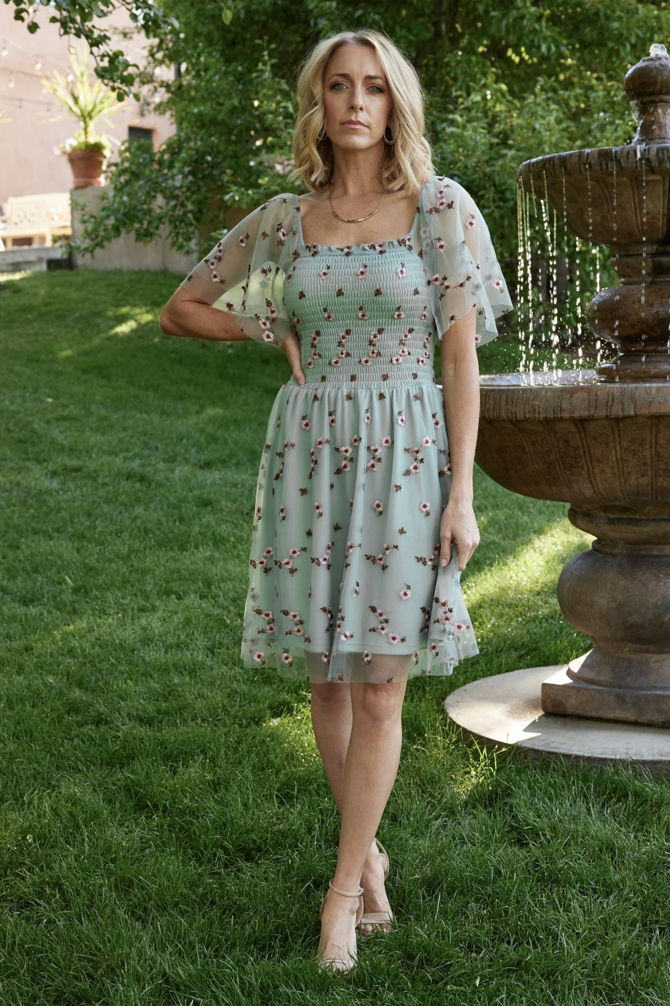 Tivoli Tulle Short Dress | Sage + Pink