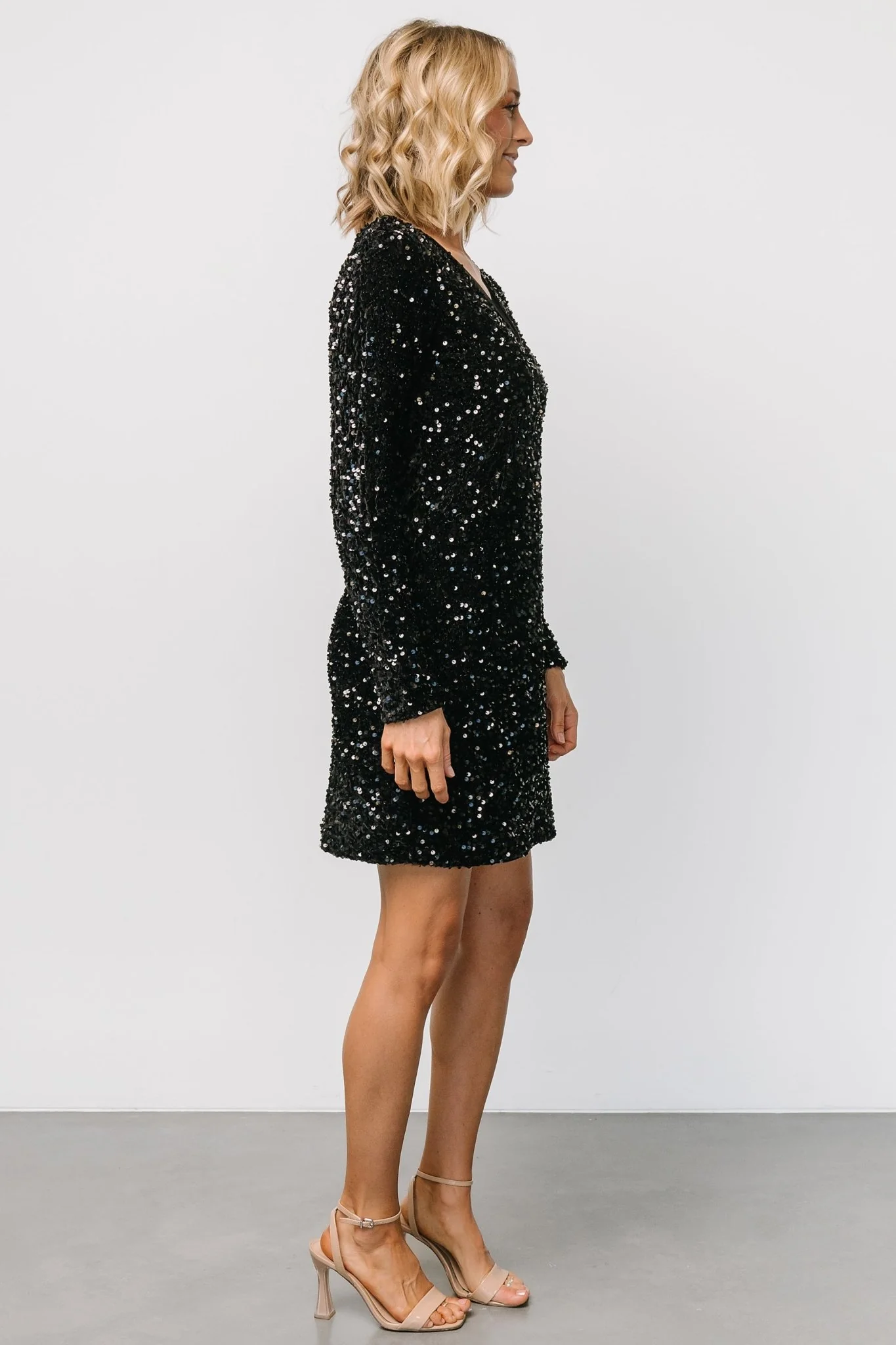 Betty Sequin Short Dress | Black