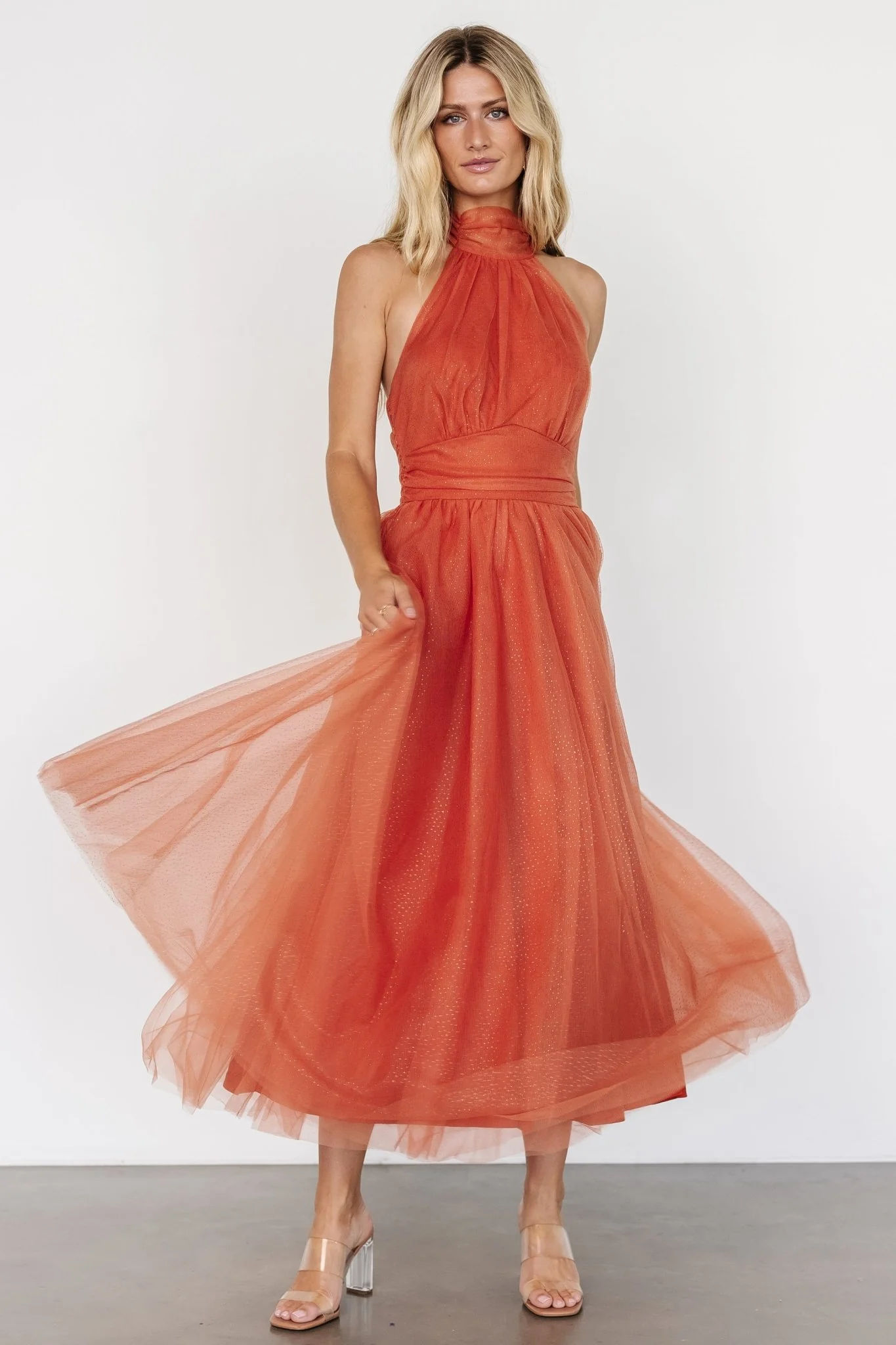 Thea Halter Dress | Rust