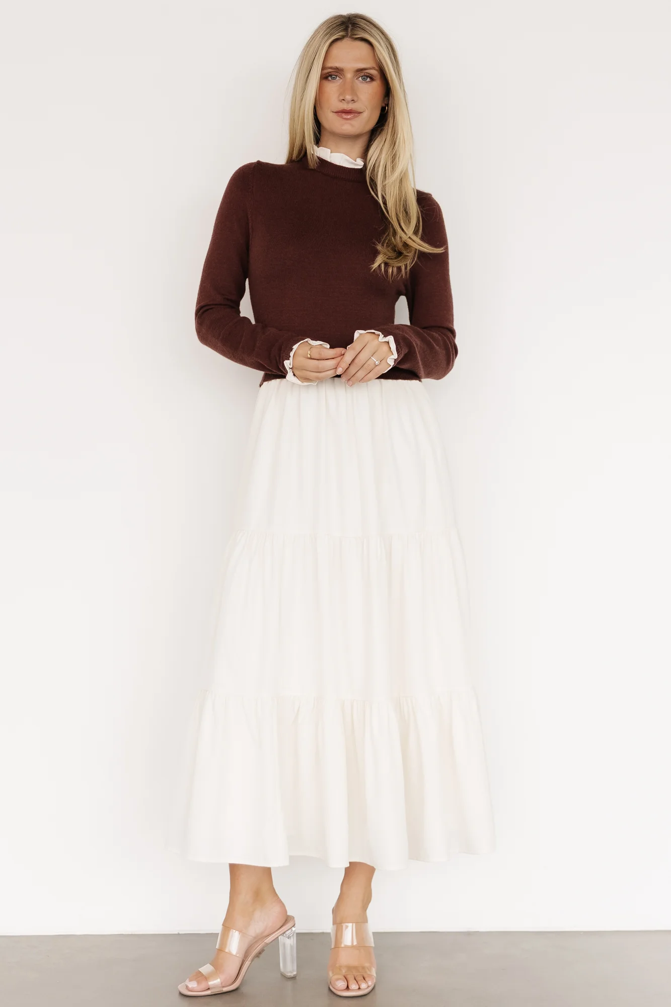 Sophie Sweater Dress | Mahogany + Ivory