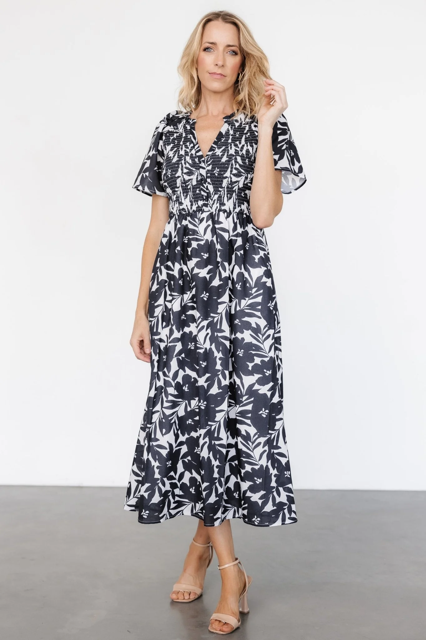 Annise Midi Dress | Black Floral
